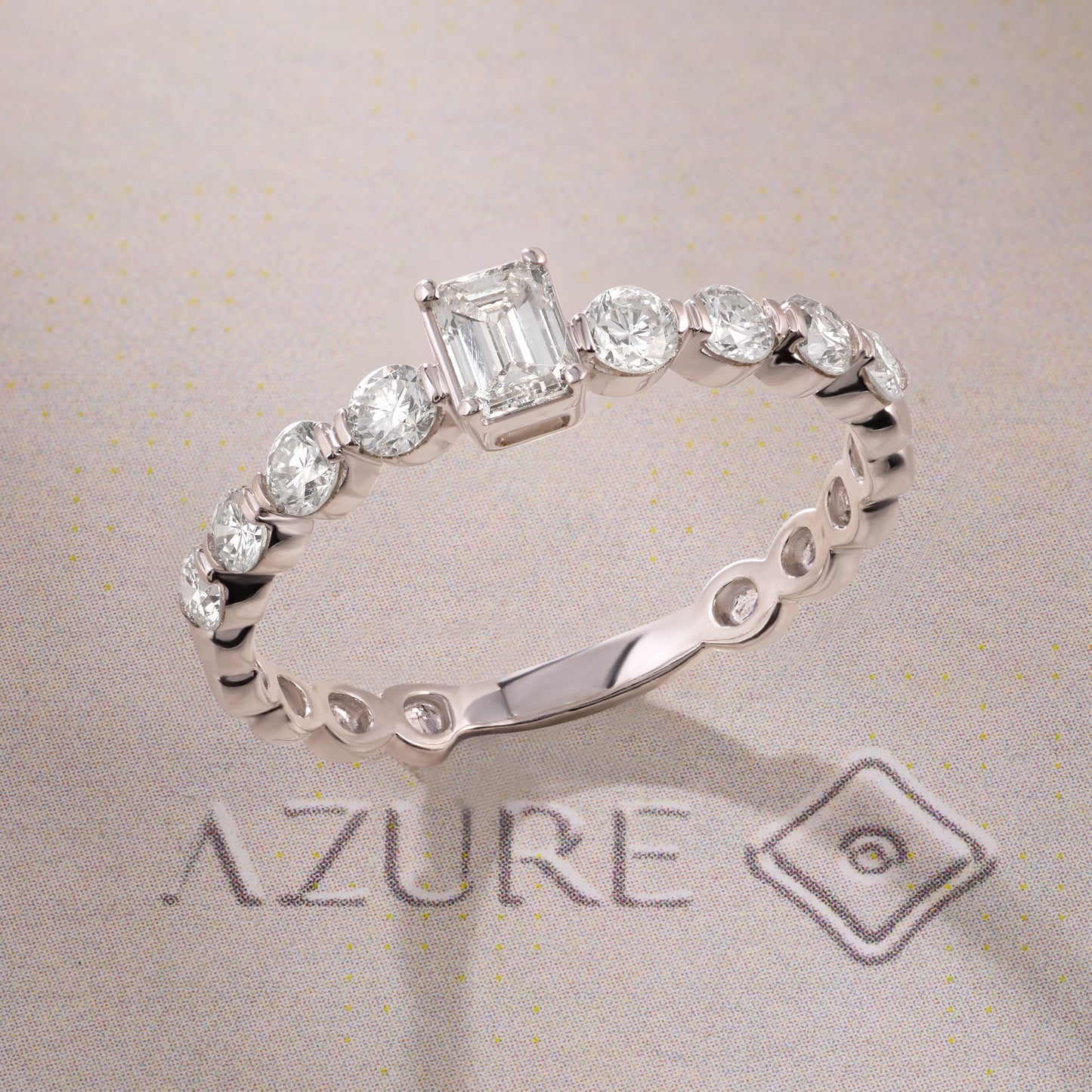 Emerald-Cut & Round Diamond Ring