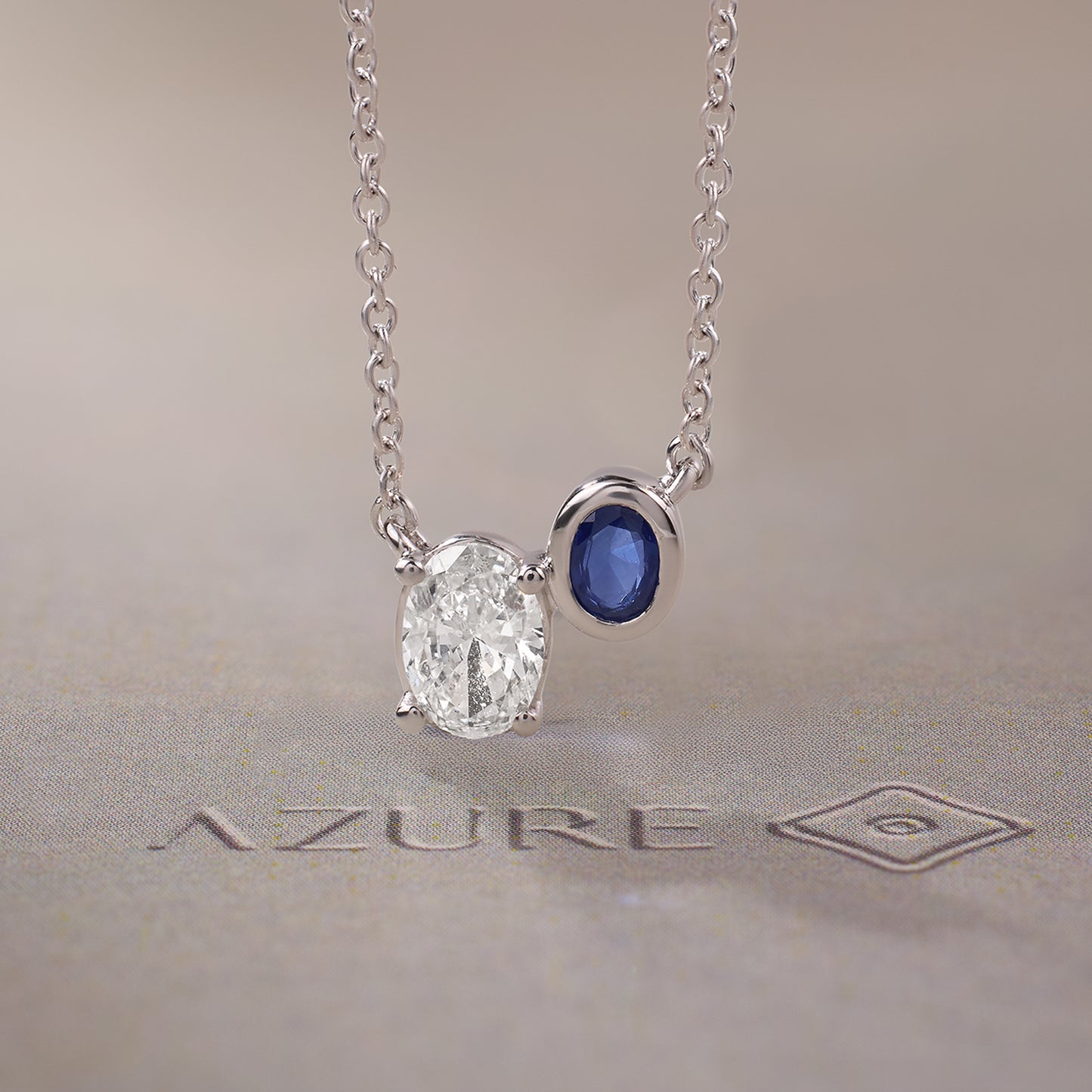 Diamond & Blue Sapphire Oval Pendant