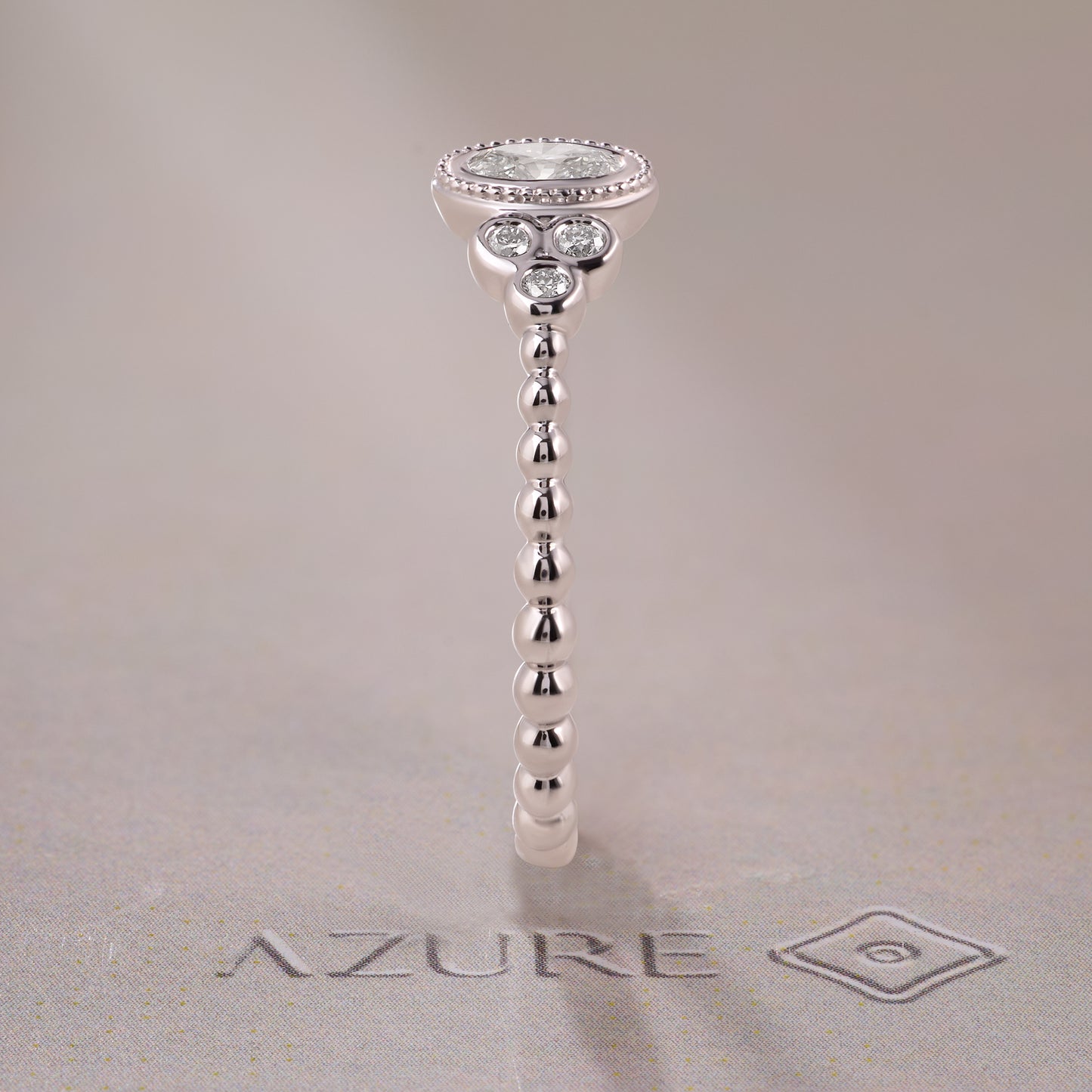 Oval & Round Diamond Milgrain Halo Ring