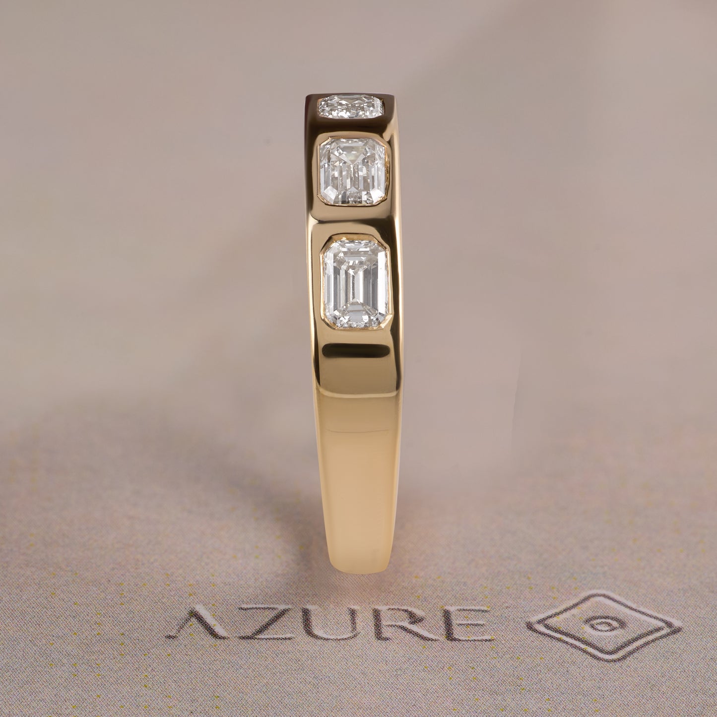 Emerald-Cut Diamond Channel Ring