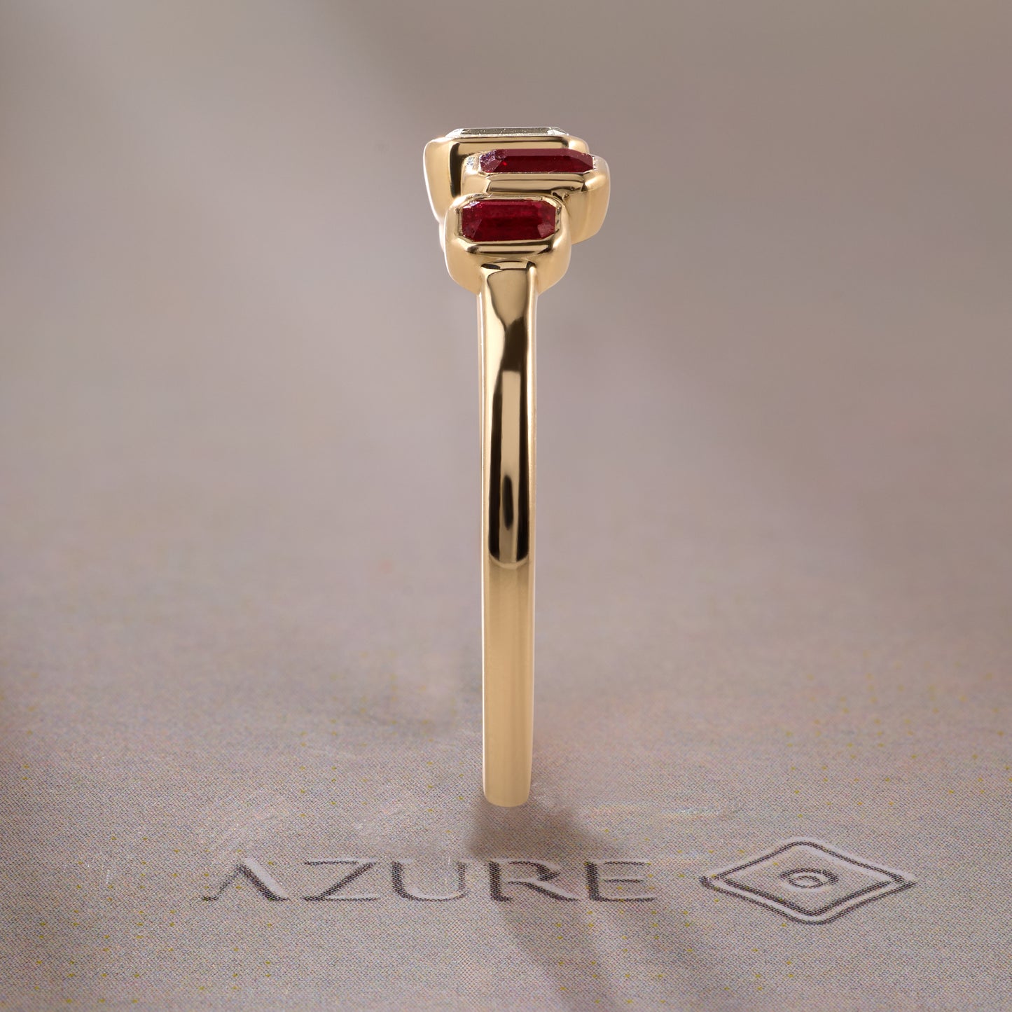 Emerald-Cut Diamond & Ruby Ring
