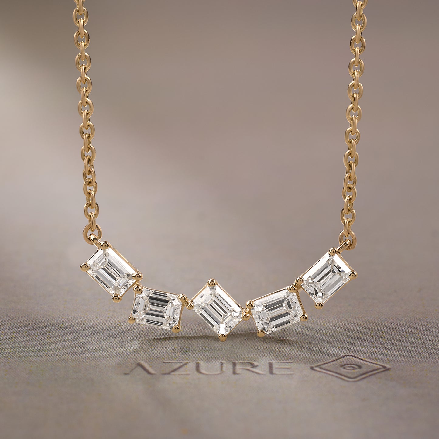 Emerald-Cut Diamond Five-Stone Bar Pendant
