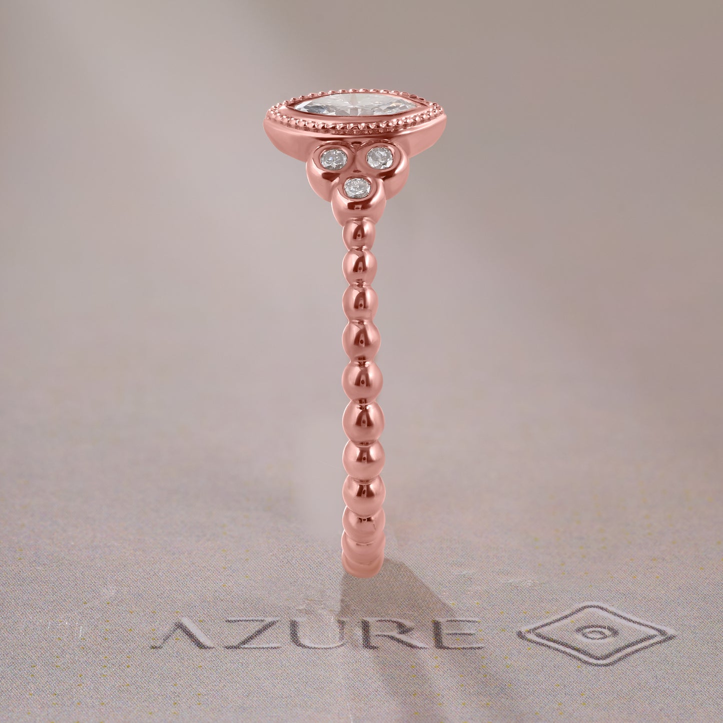 Marquise & Round Diamond Milgrain Ring