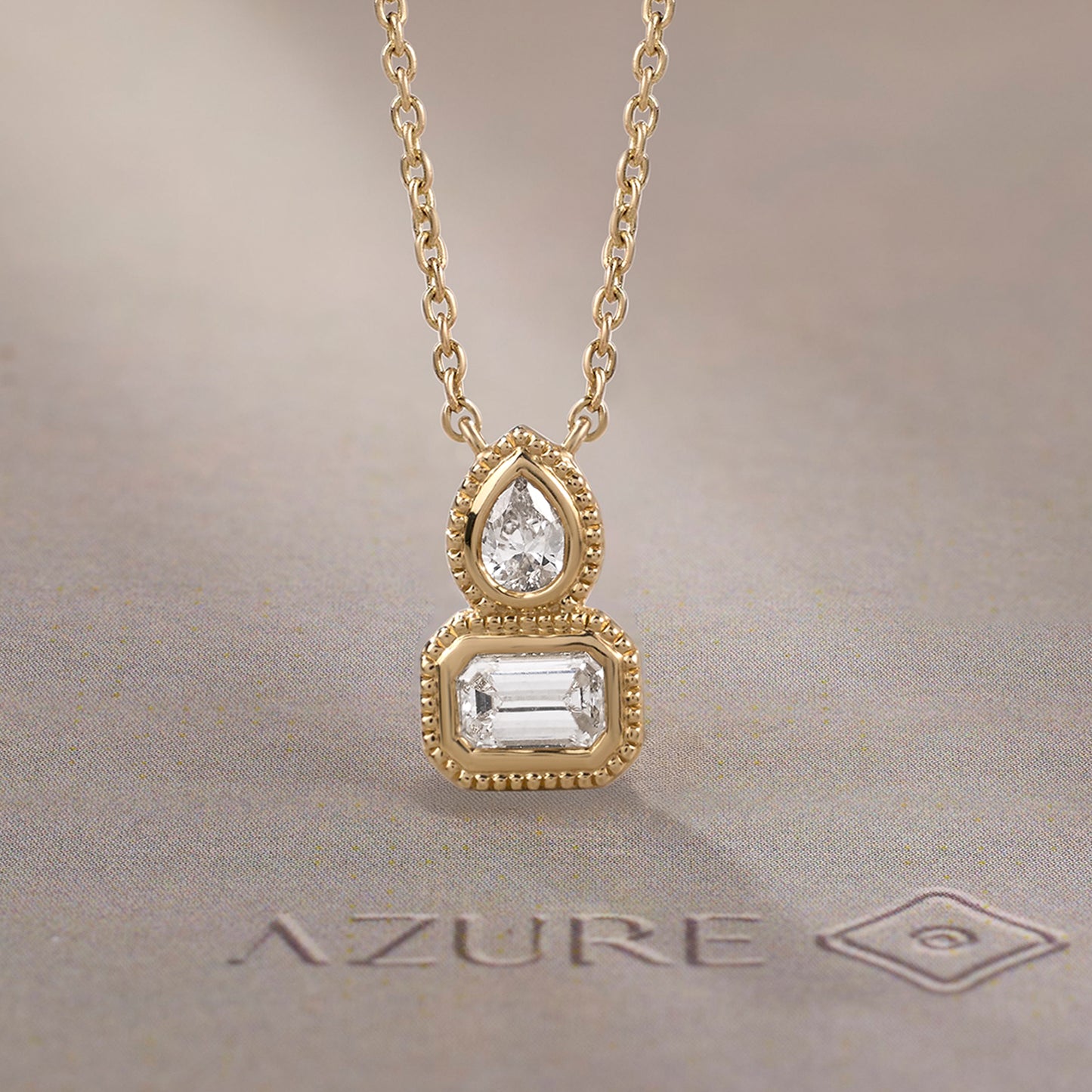 Pear Emerald Milgrain Pendant