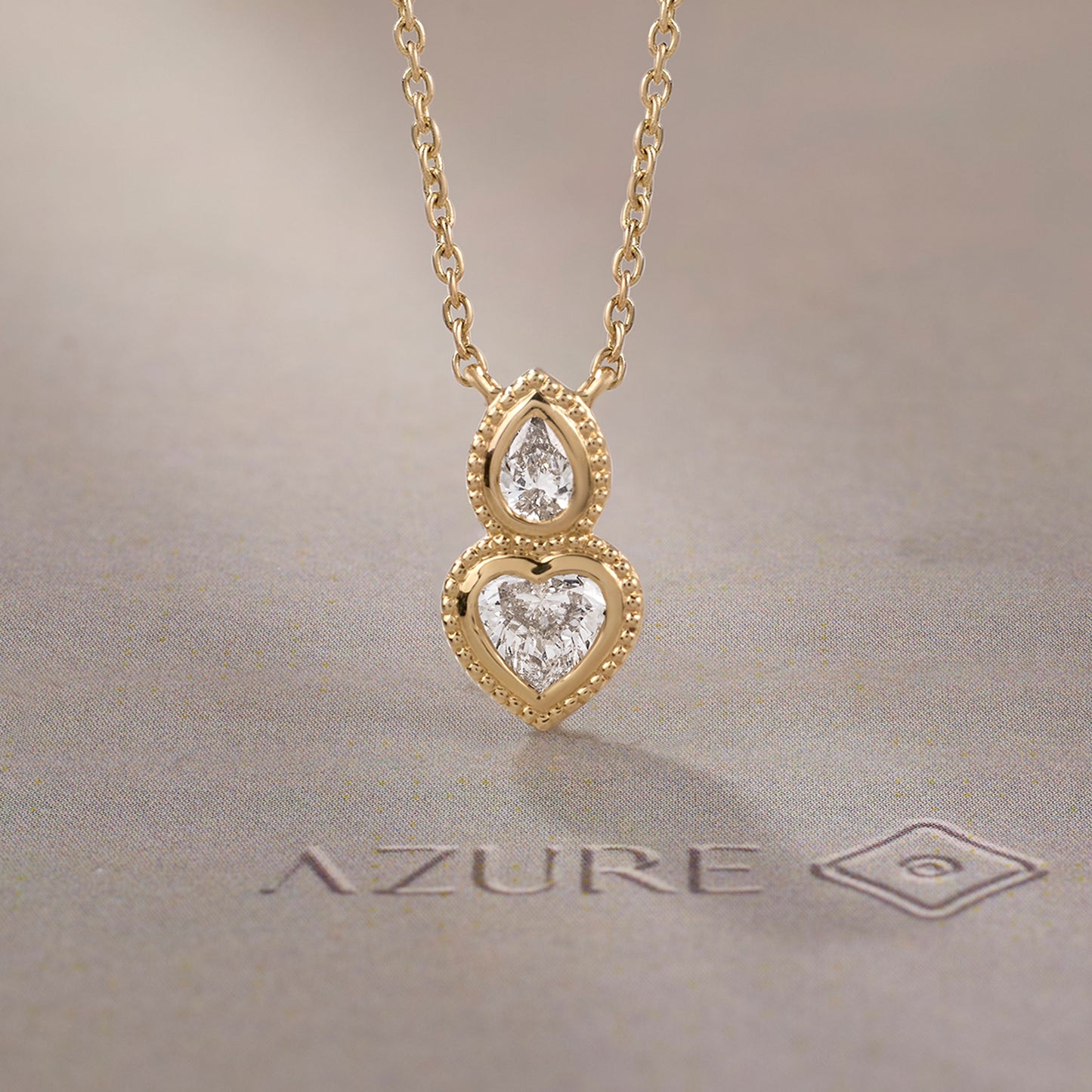 Pear & Heart Milgrain Pendant