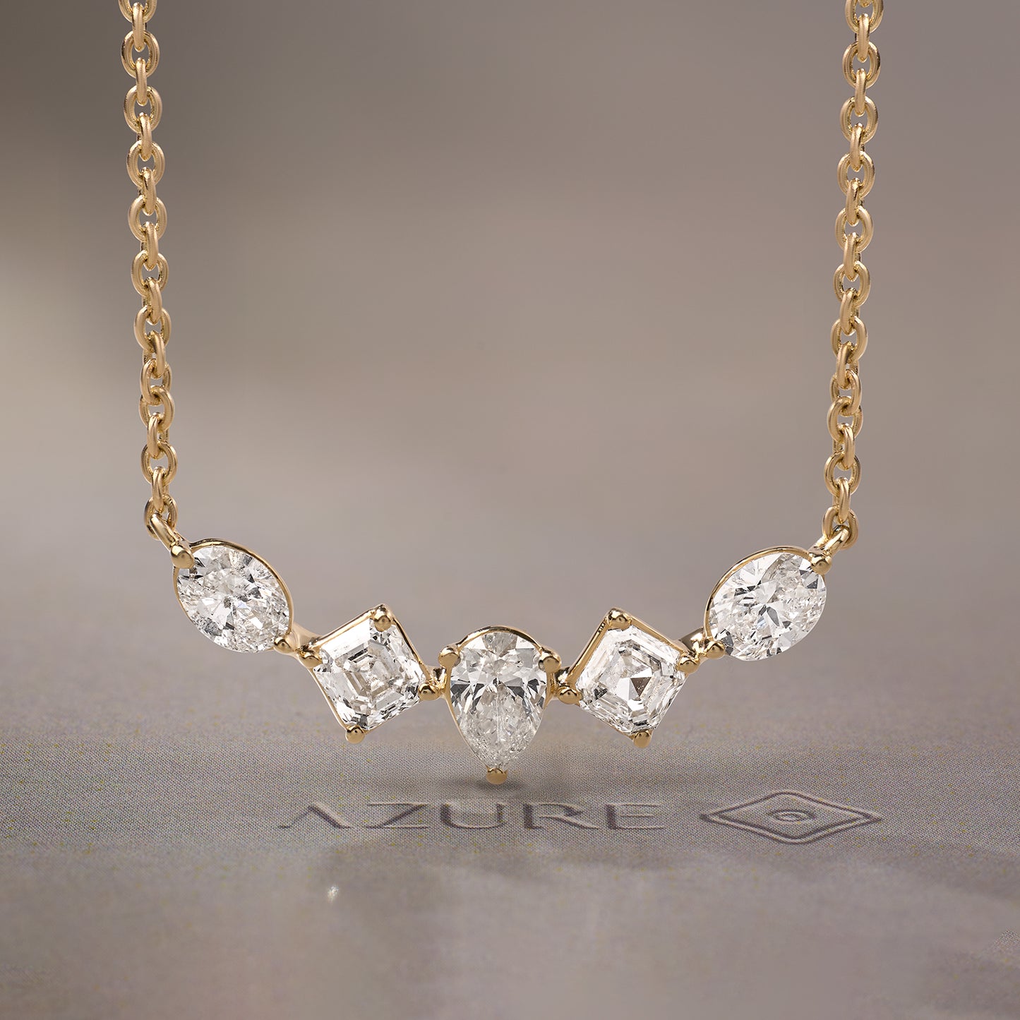 Pear, Oval & Asscher Five-Stone Bar Pendant