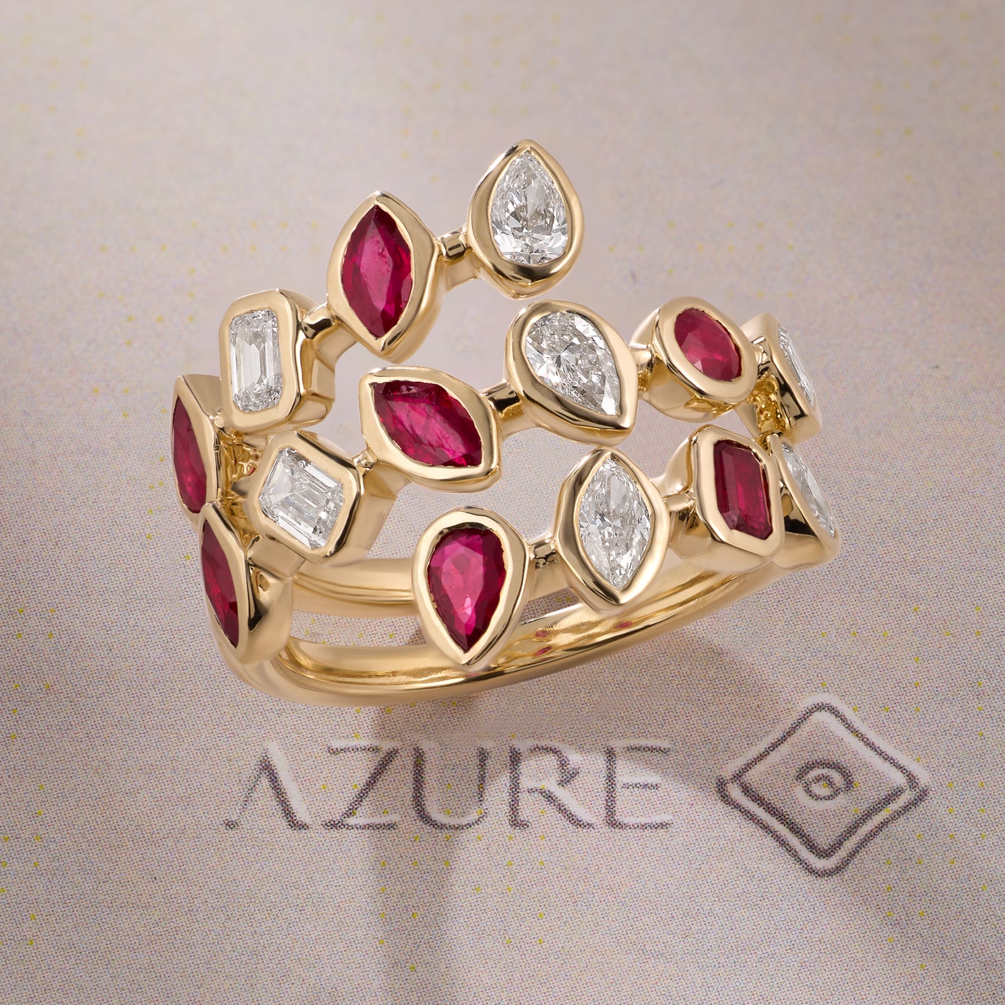 Ruby & Multi-Shape Bezel Wrap Ring