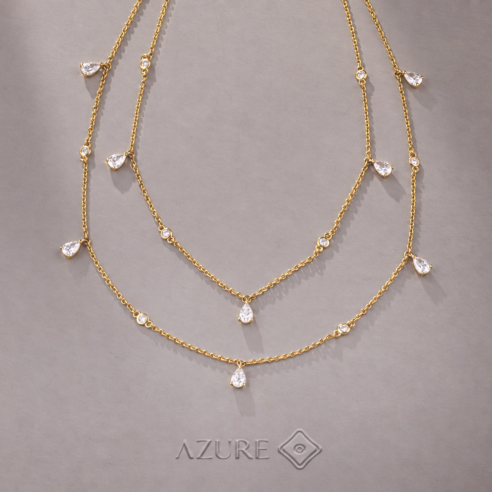 Pear And Round Diamond Necklace