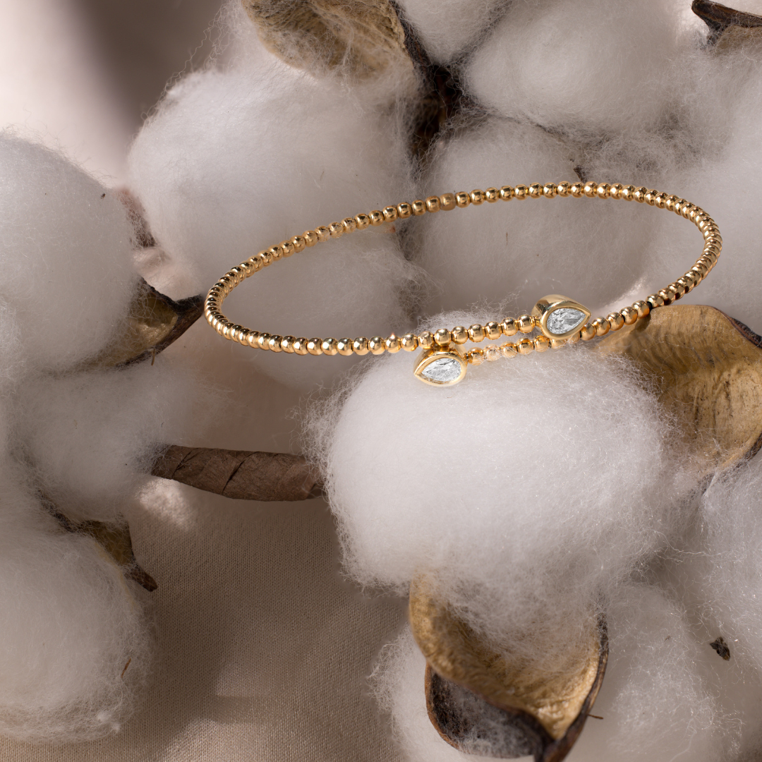 Beaded Pear Diamond Bangle