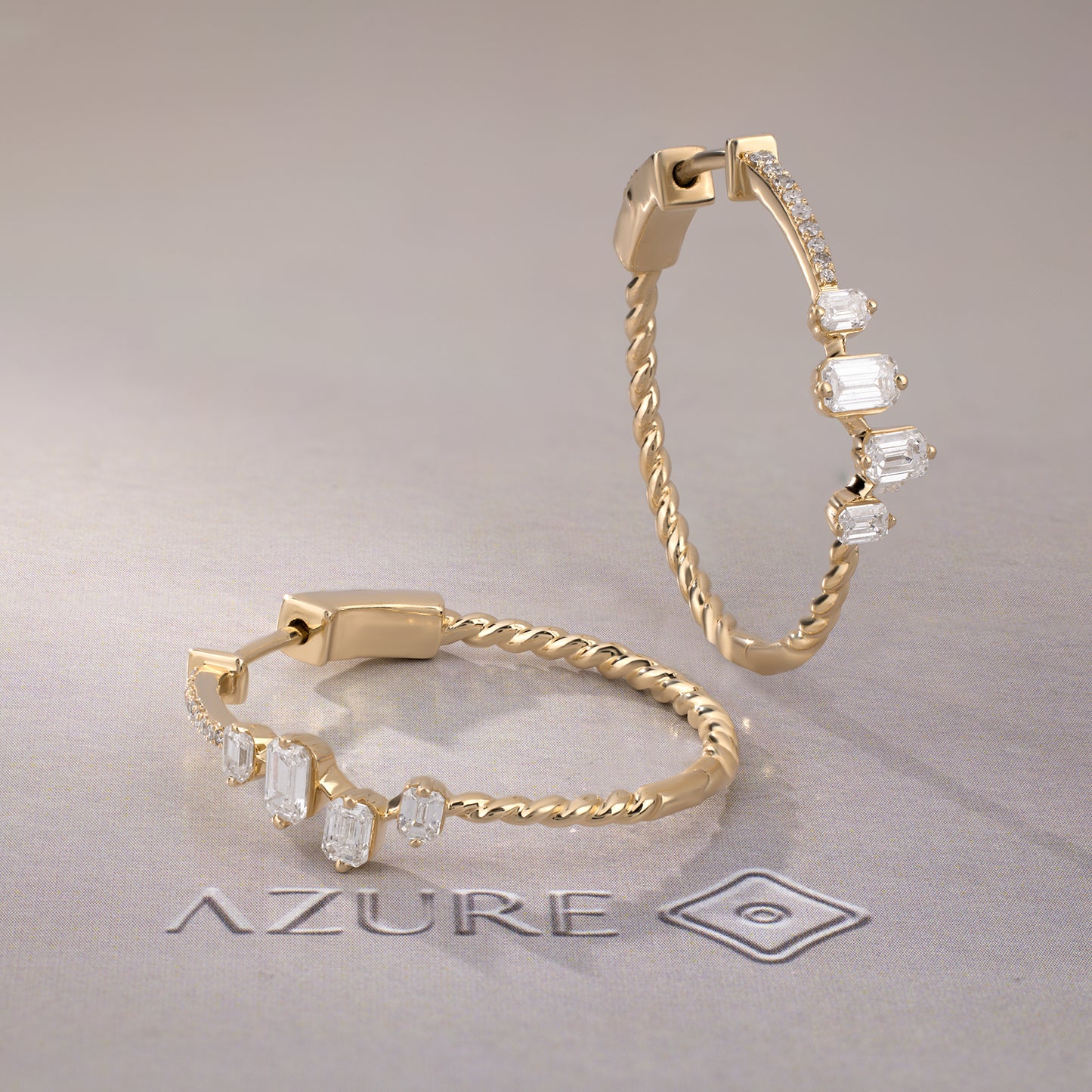 Emerald-Cut And Round Diamond Earrings