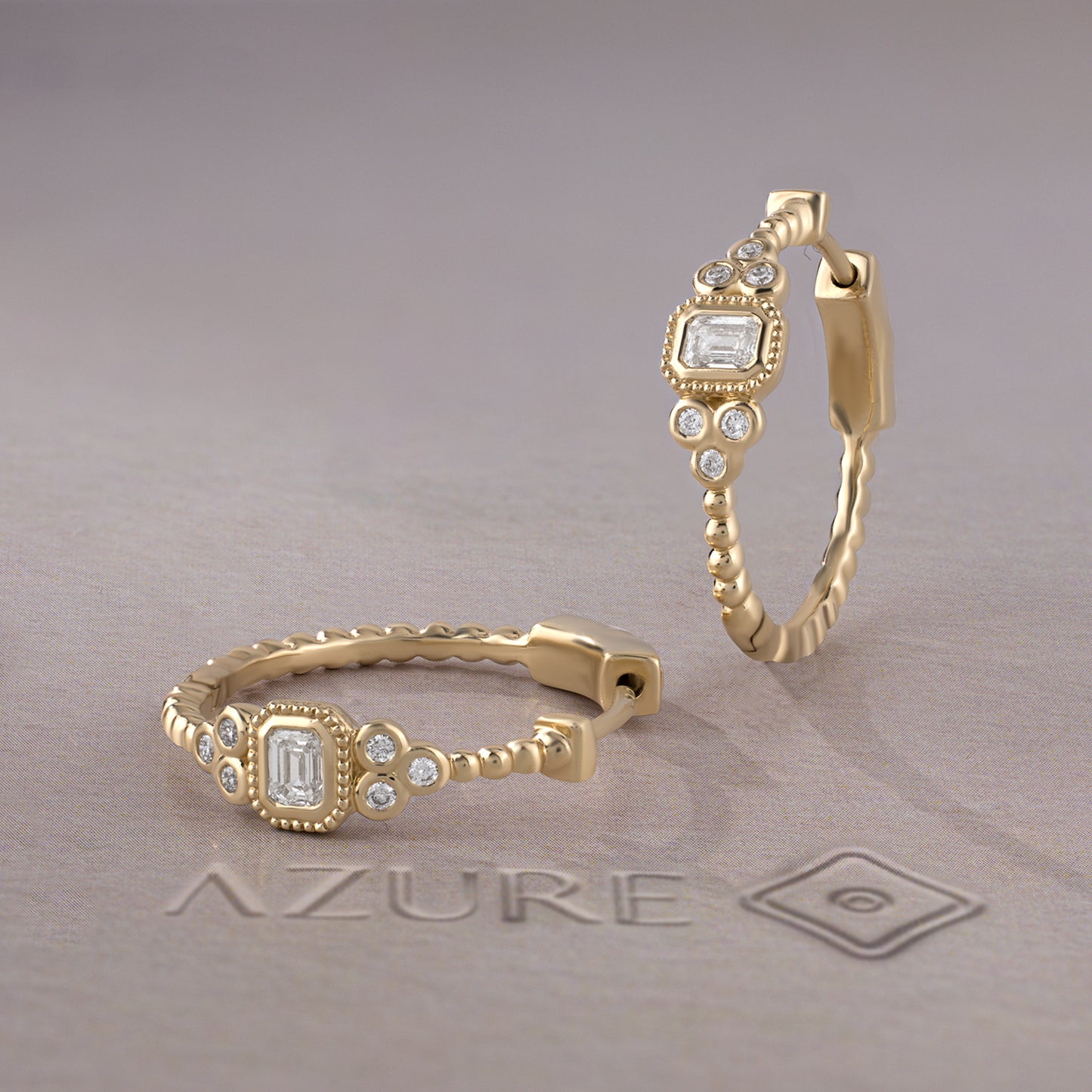 Emerald & Round Diamond Earrings