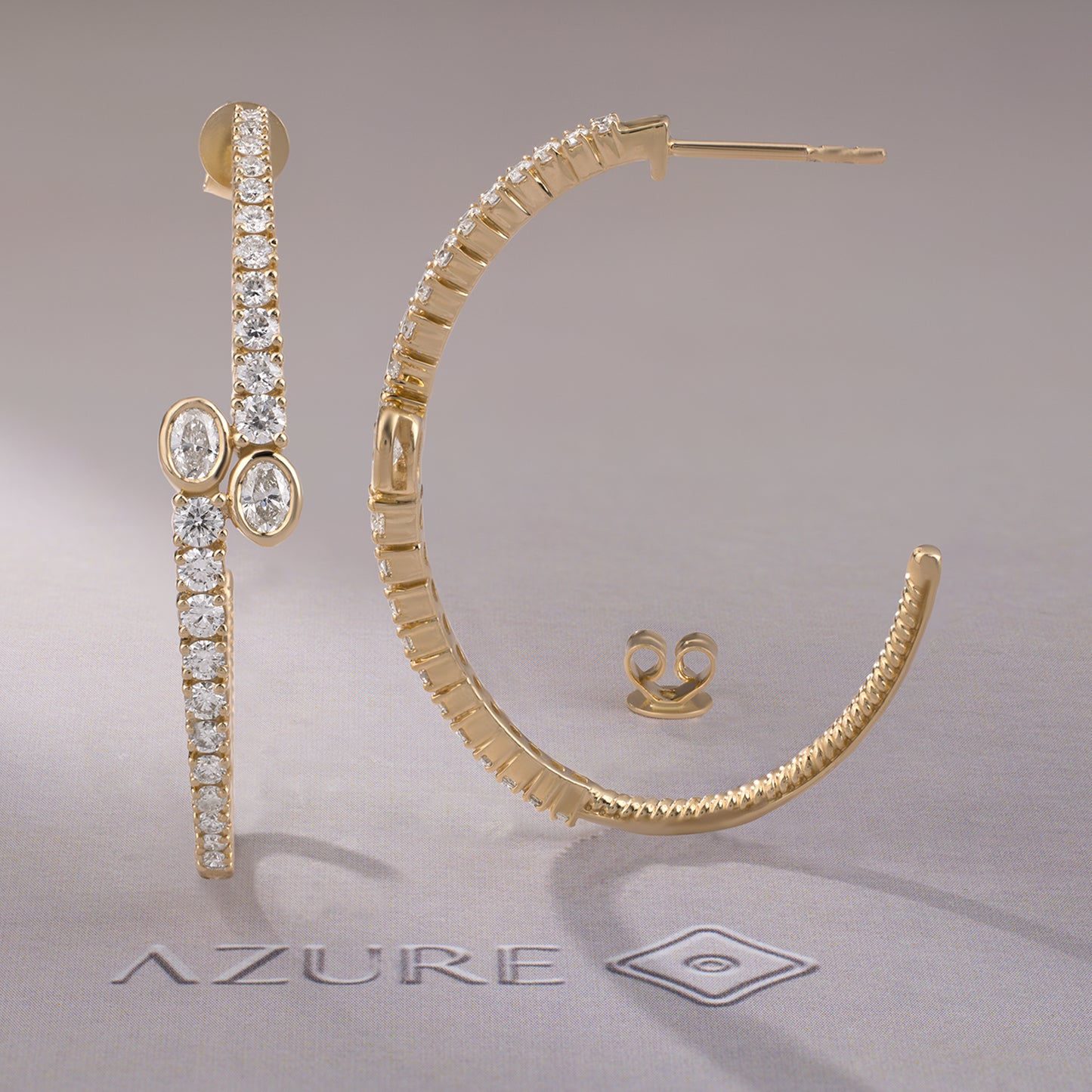 Oval And Round Diamond Earrings