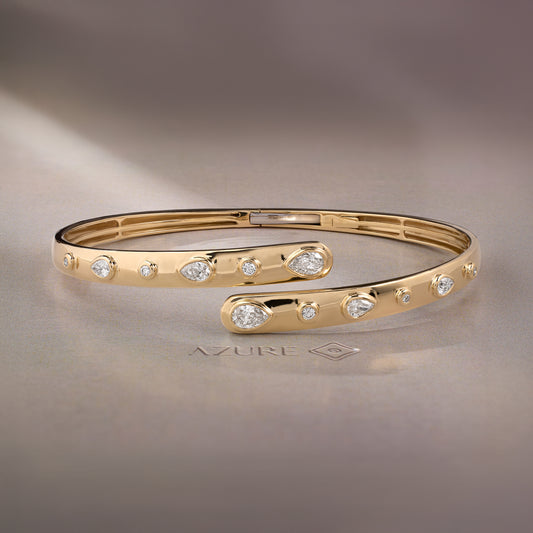 Pear & Round Diamond Bangle