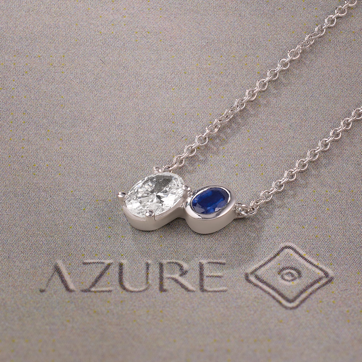 Diamond & Blue Sapphire Oval Pendant