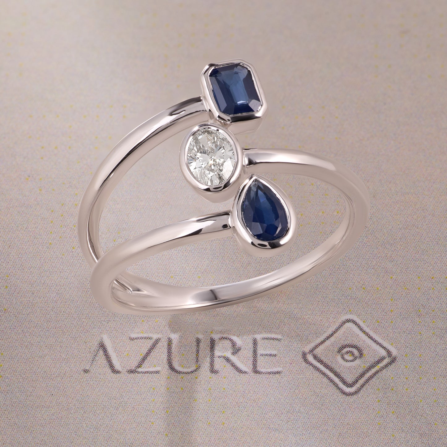 Emerald, Pear & Round Ring