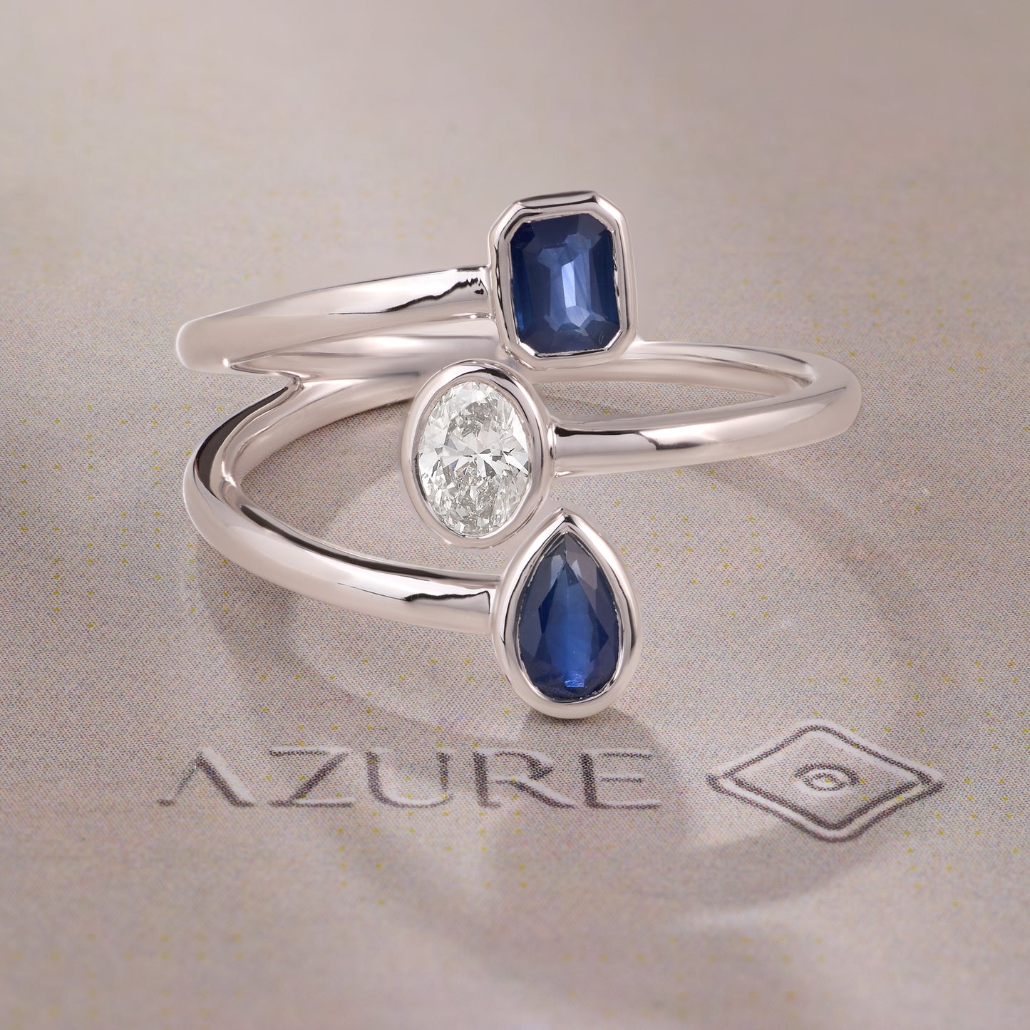 Emerald, Pear & Round Ring
