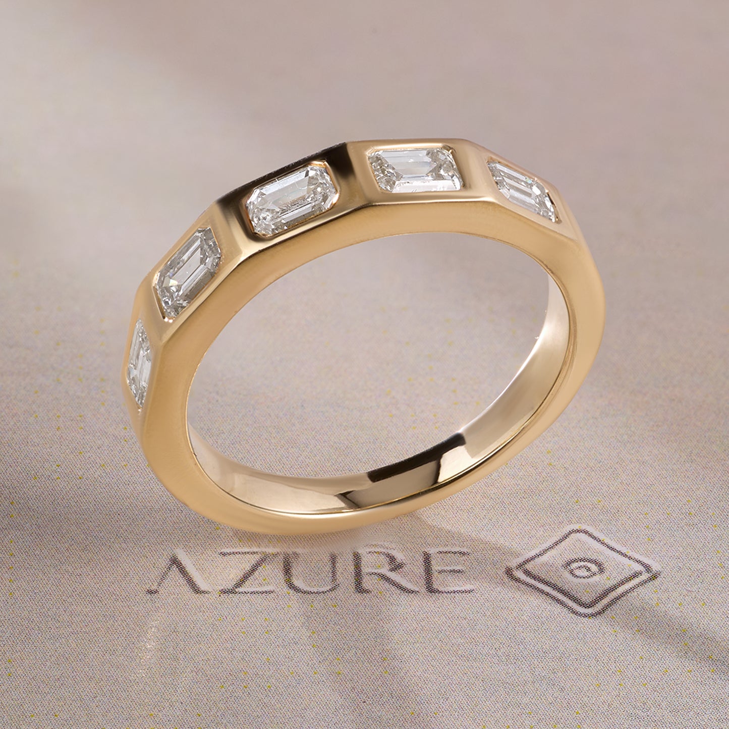 Emerald-Cut Diamond Channel Ring