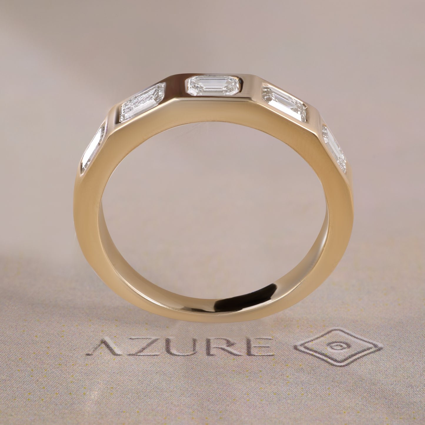 Emerald-Cut Diamond Channel Ring