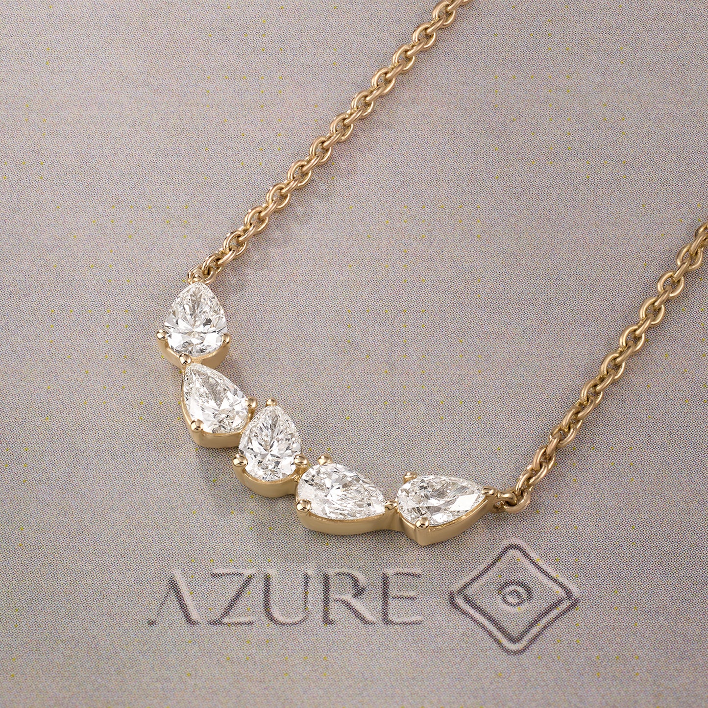 Pear Shaped Diamond Five-Stone Bar Pendant