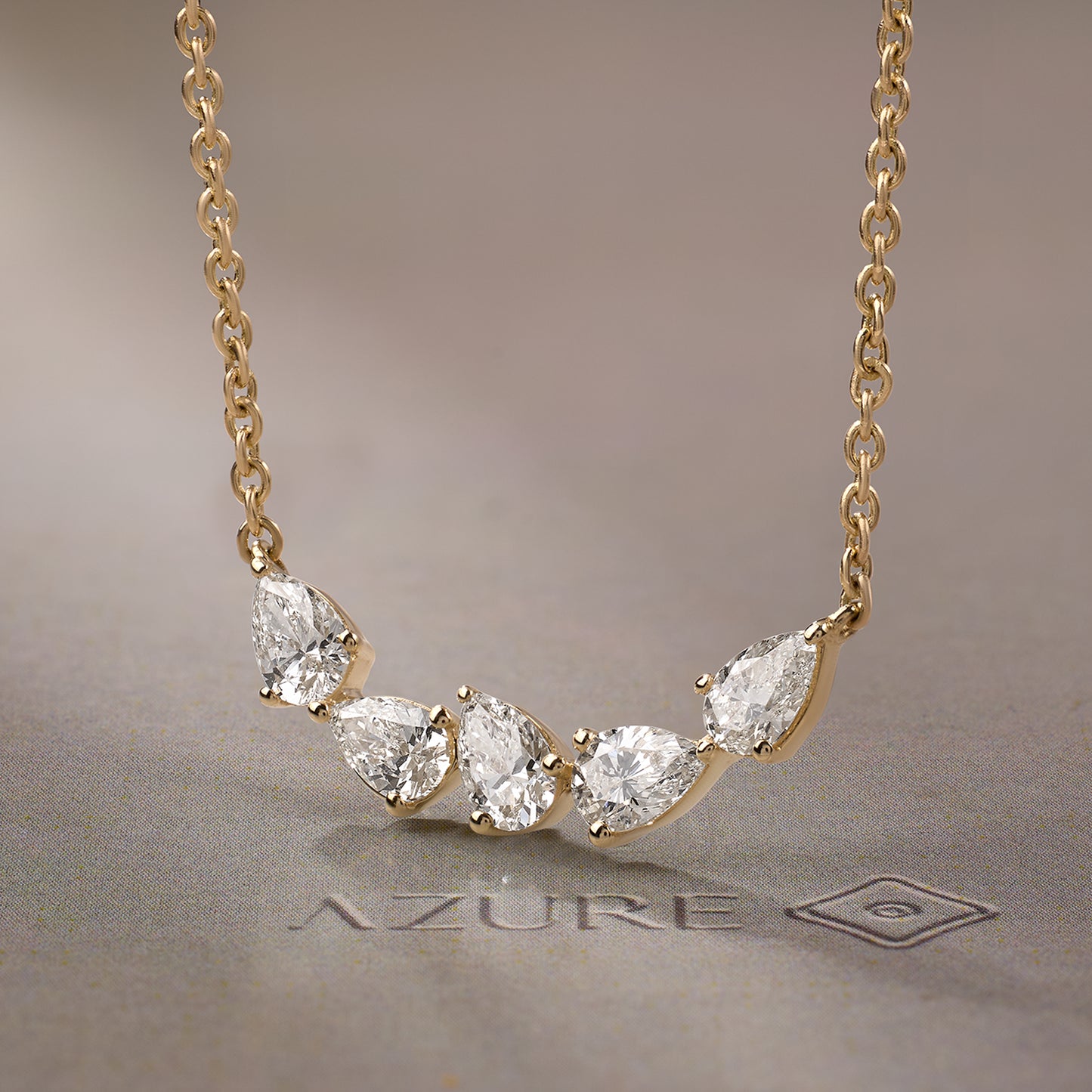 Pear Shaped Diamond Five-Stone Bar Pendant