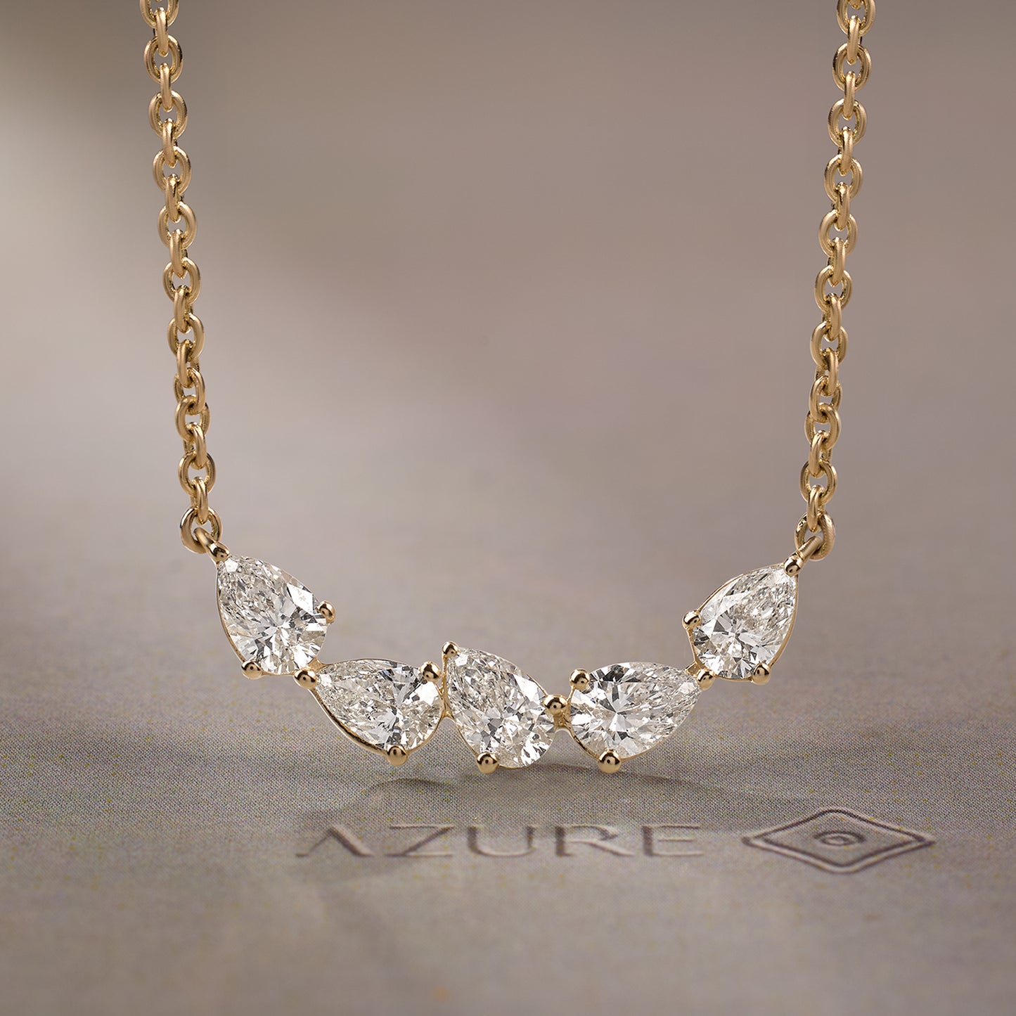 Pear Shaped Diamond Five-Stone Bar Pendant