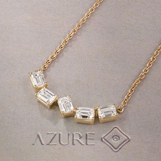 Emerald-Cut Diamond Five-Stone Bar Pendant