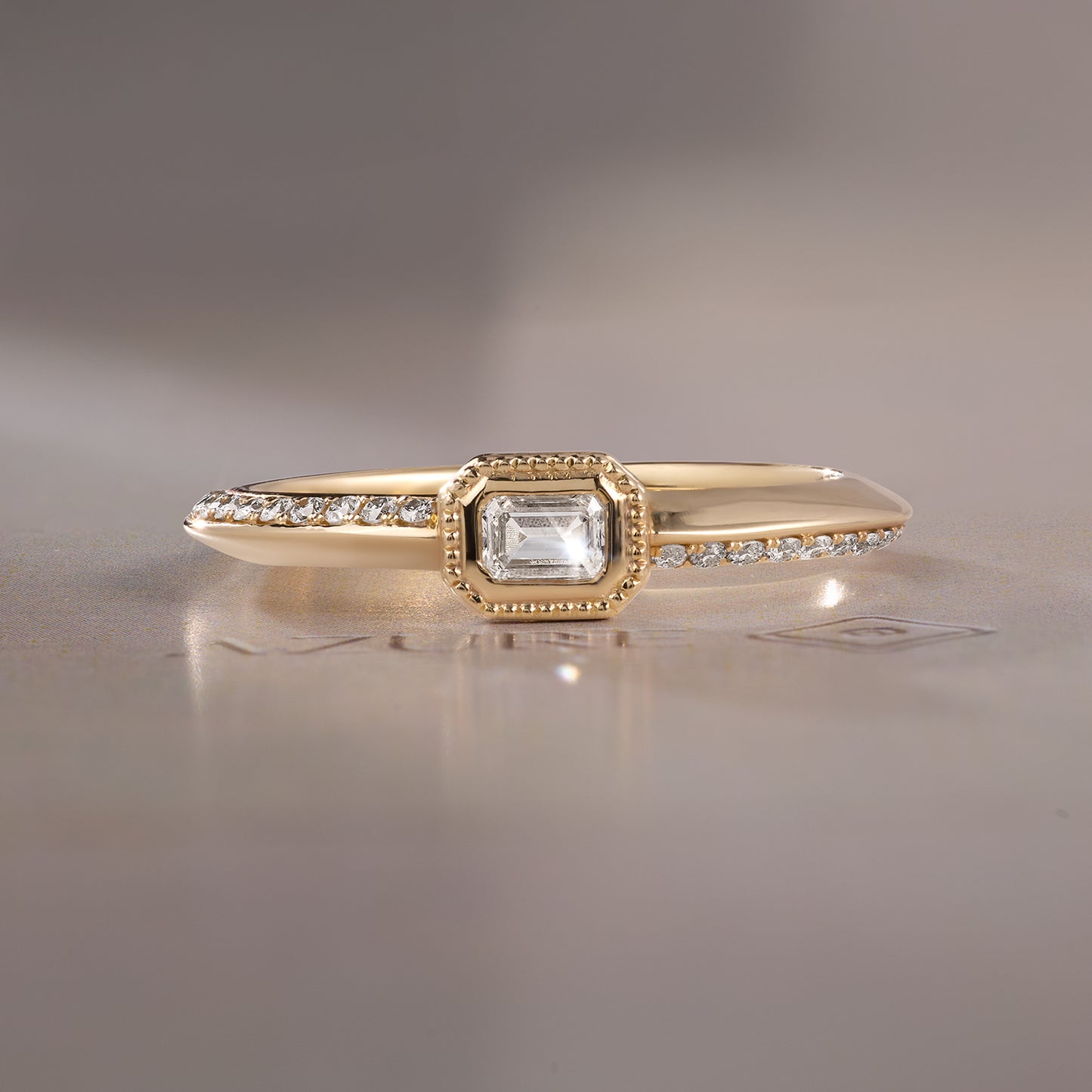 Emerald-Cut & Round Diamond Ring
