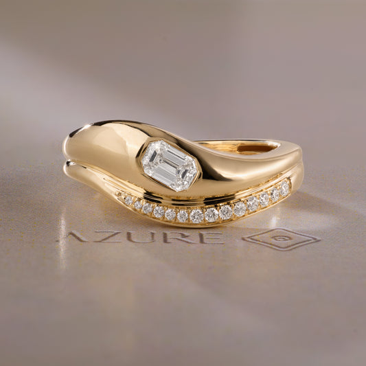 Emerald-Cut and Round Diamond Ring