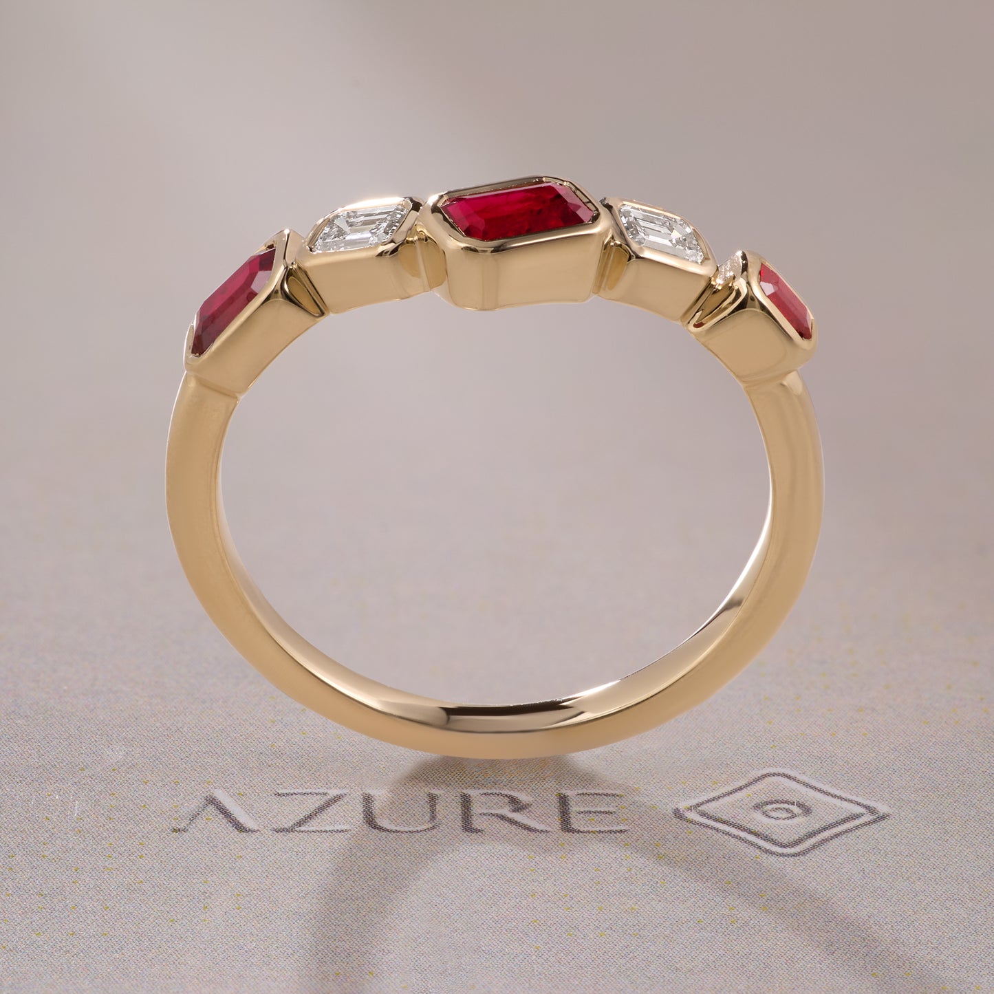 Emerald-Cut Ruby & Diamond Ring