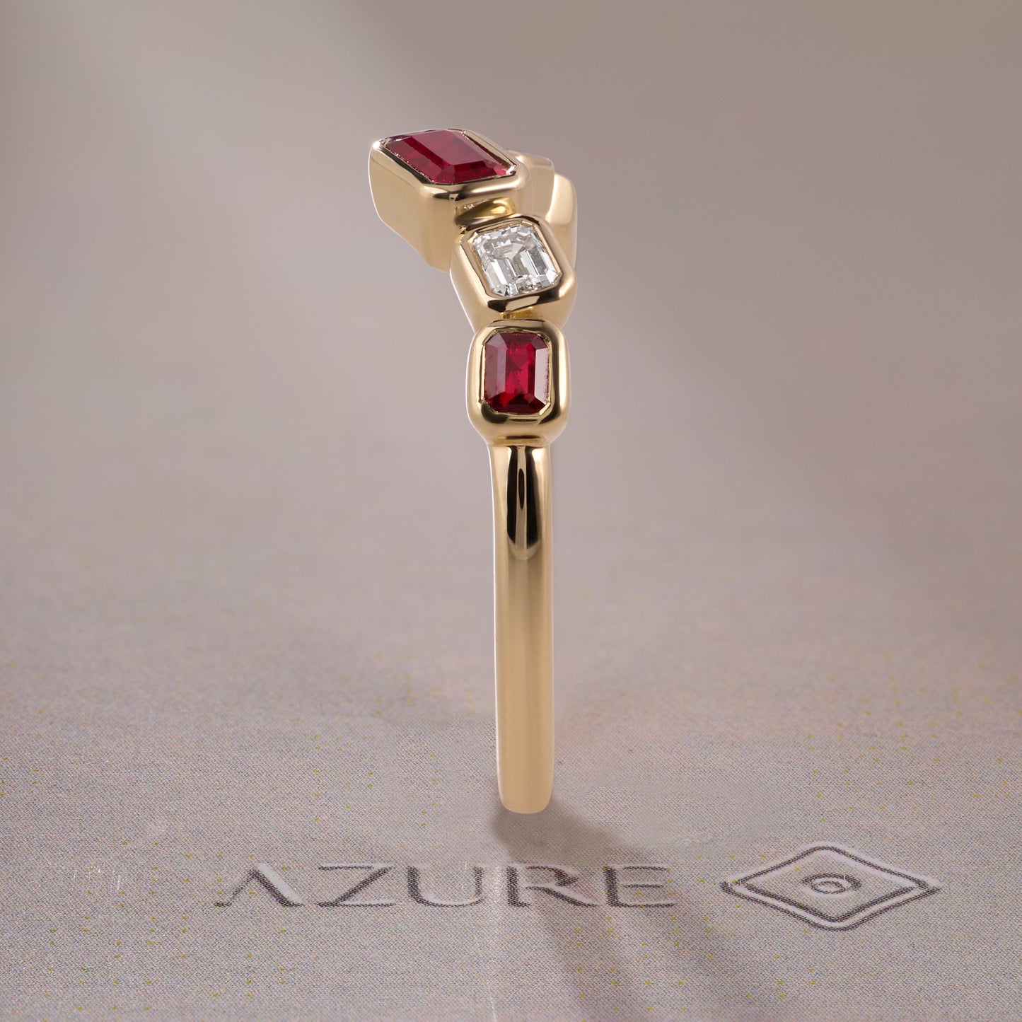 Emerald-Cut Ruby & Diamond Ring