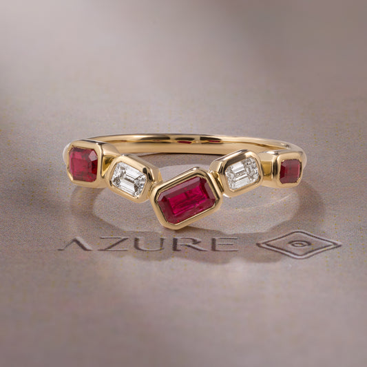 Emerald-Cut Ruby & Diamond Ring