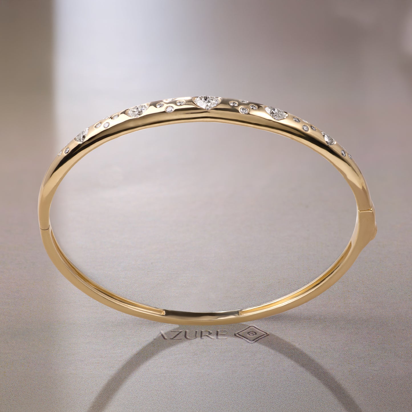 Heart & Round Diamond Bangle