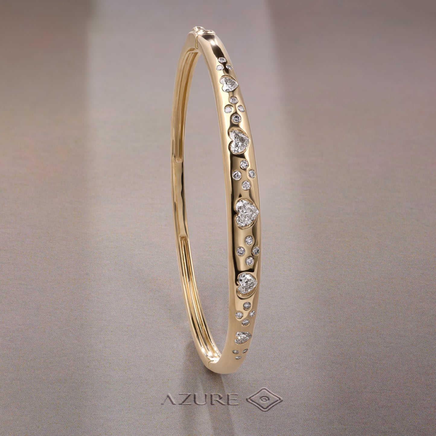 Heart & Round Diamond Bangle