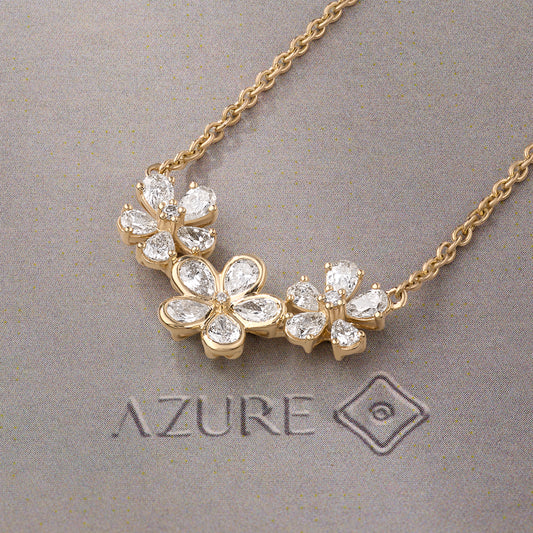 Pear & Round Diamond Floral Trio Pendant