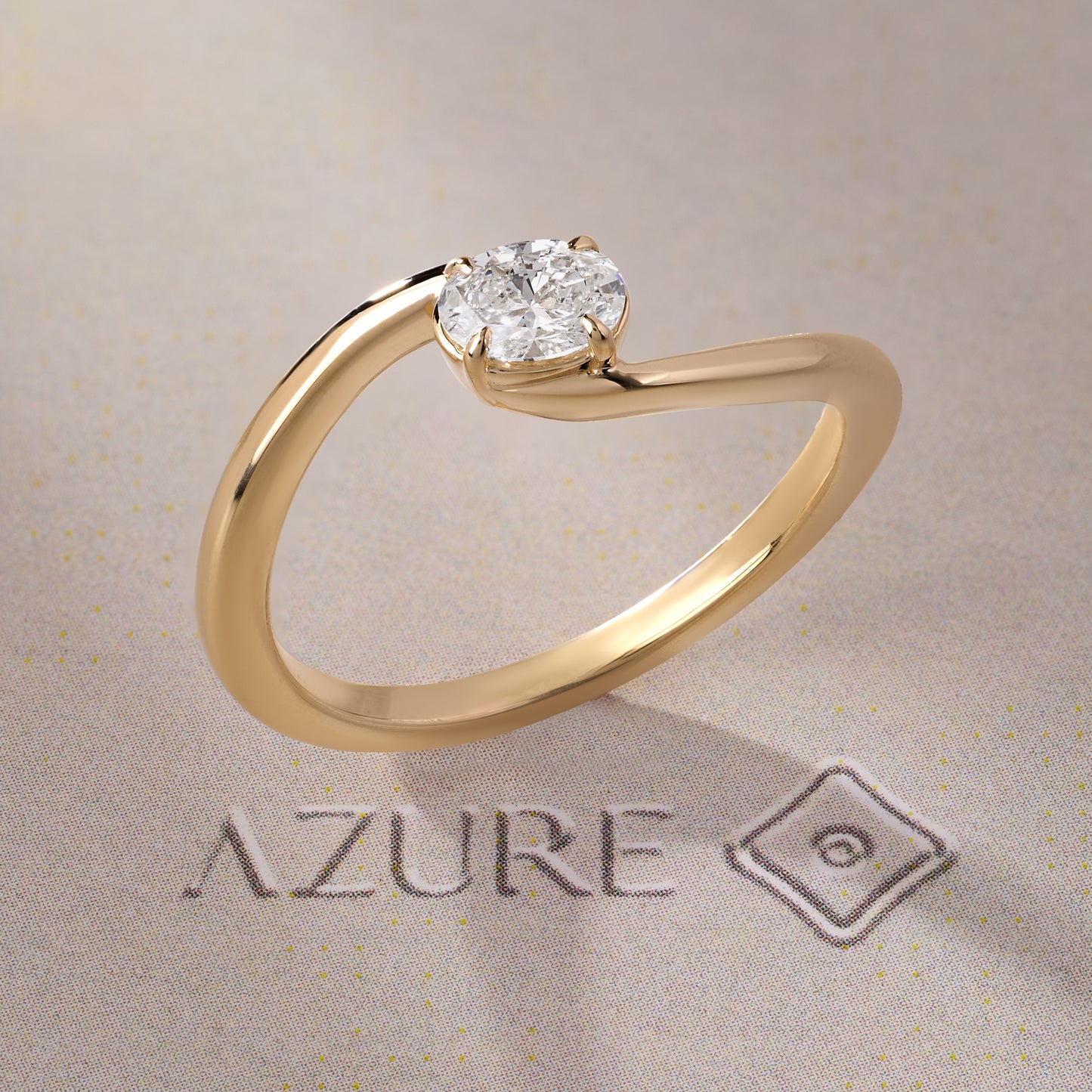 Oval Diamond Twisted Band Ring