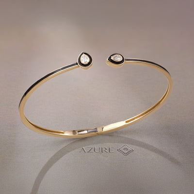 Black Enamel Pear Diamond Bangle
