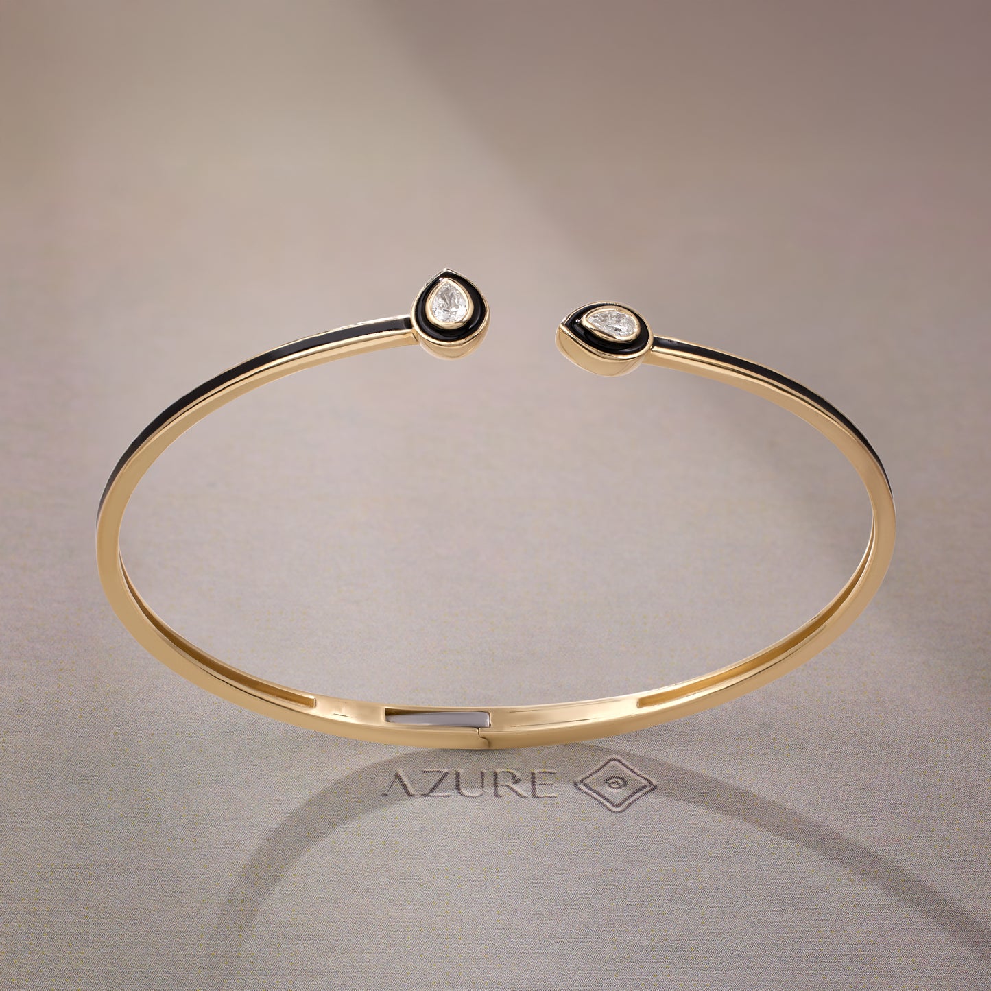 Black Enamel Pear Diamond Bangle