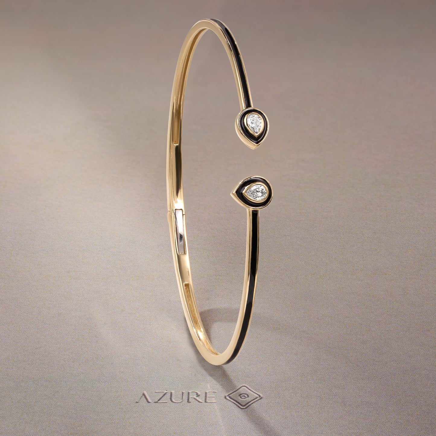 Black Enamel Pear Diamond Bangle