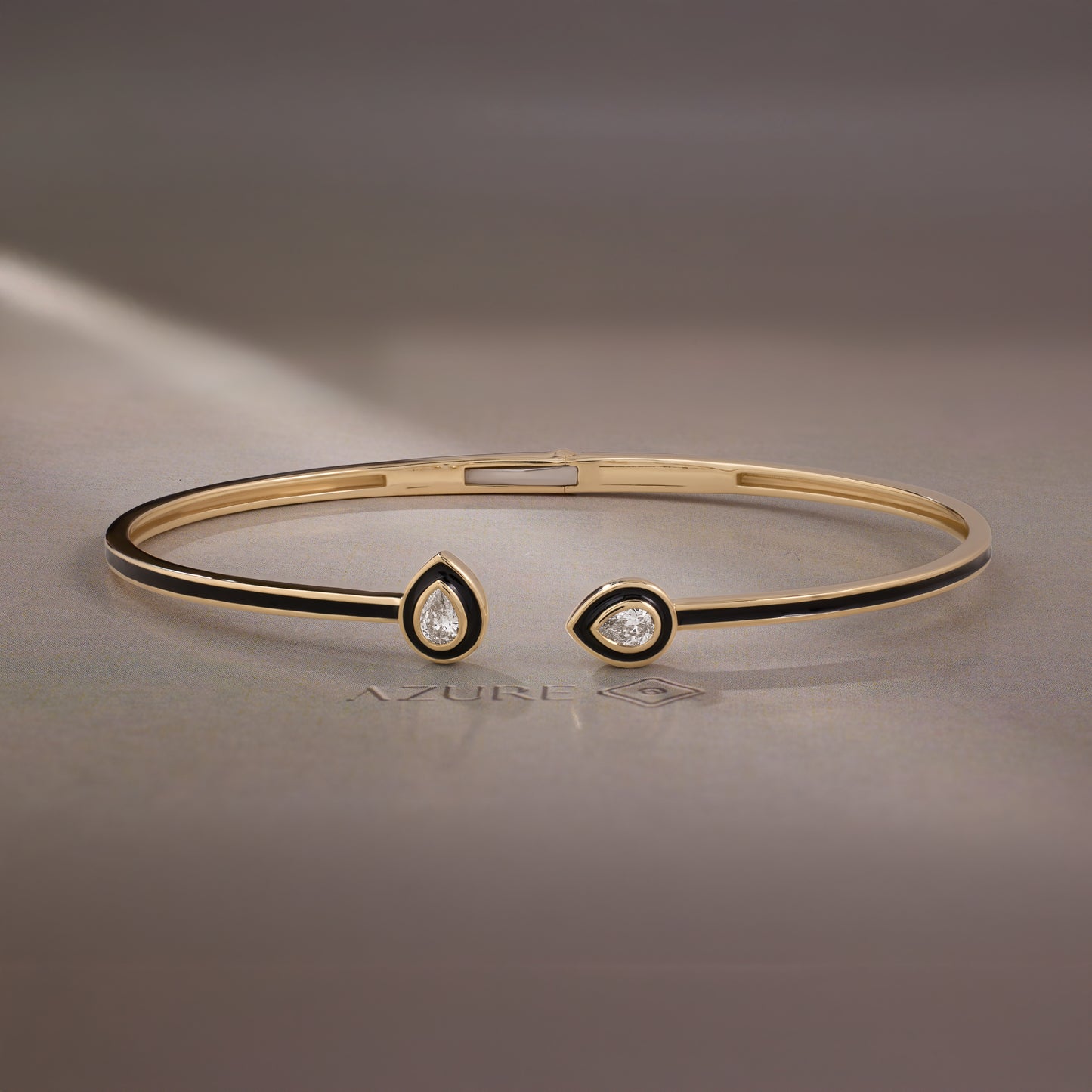 Black Enamel Pear Diamond Bangle