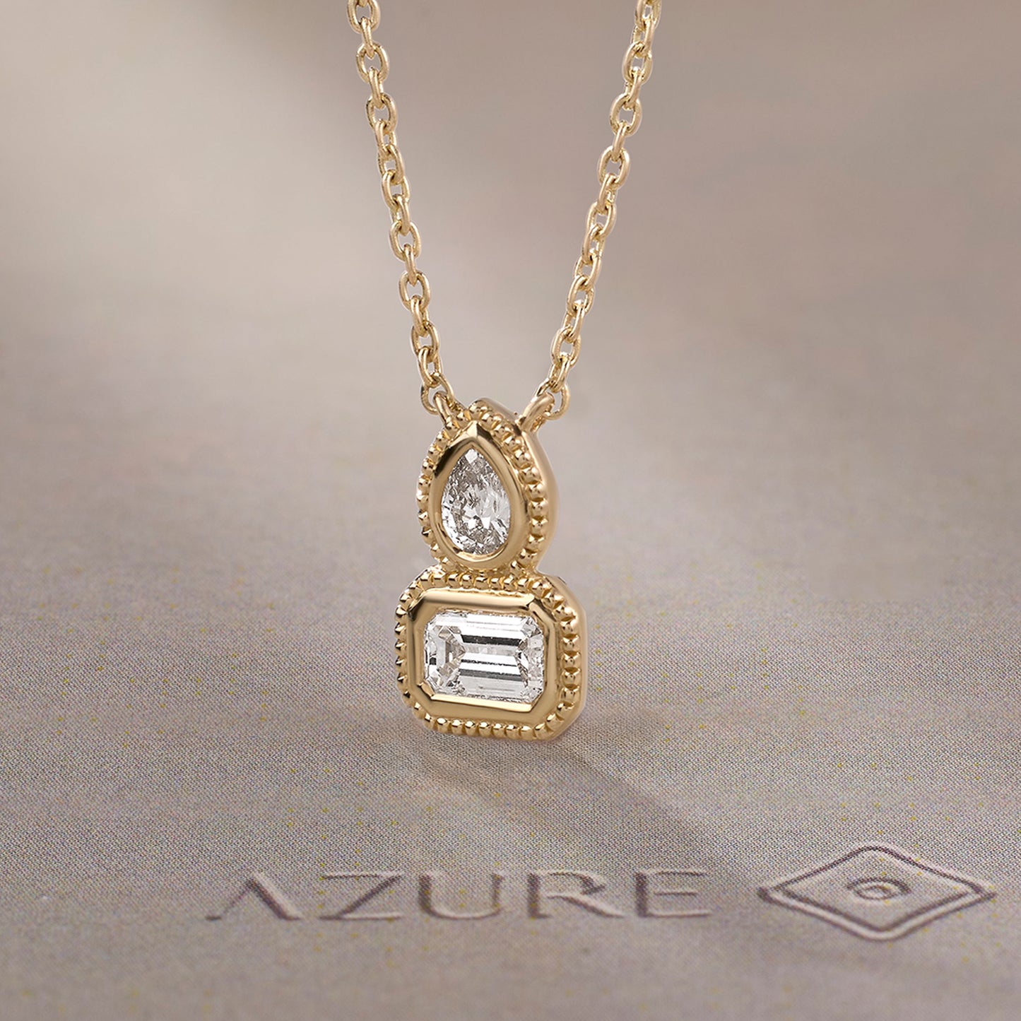 Pear Emerald Milgrain Pendant