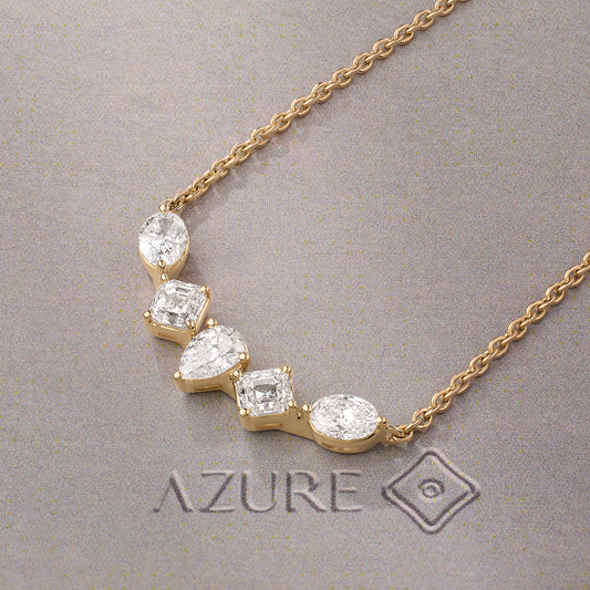 Pear, Oval & Asscher Five-Stone Bar Pendant