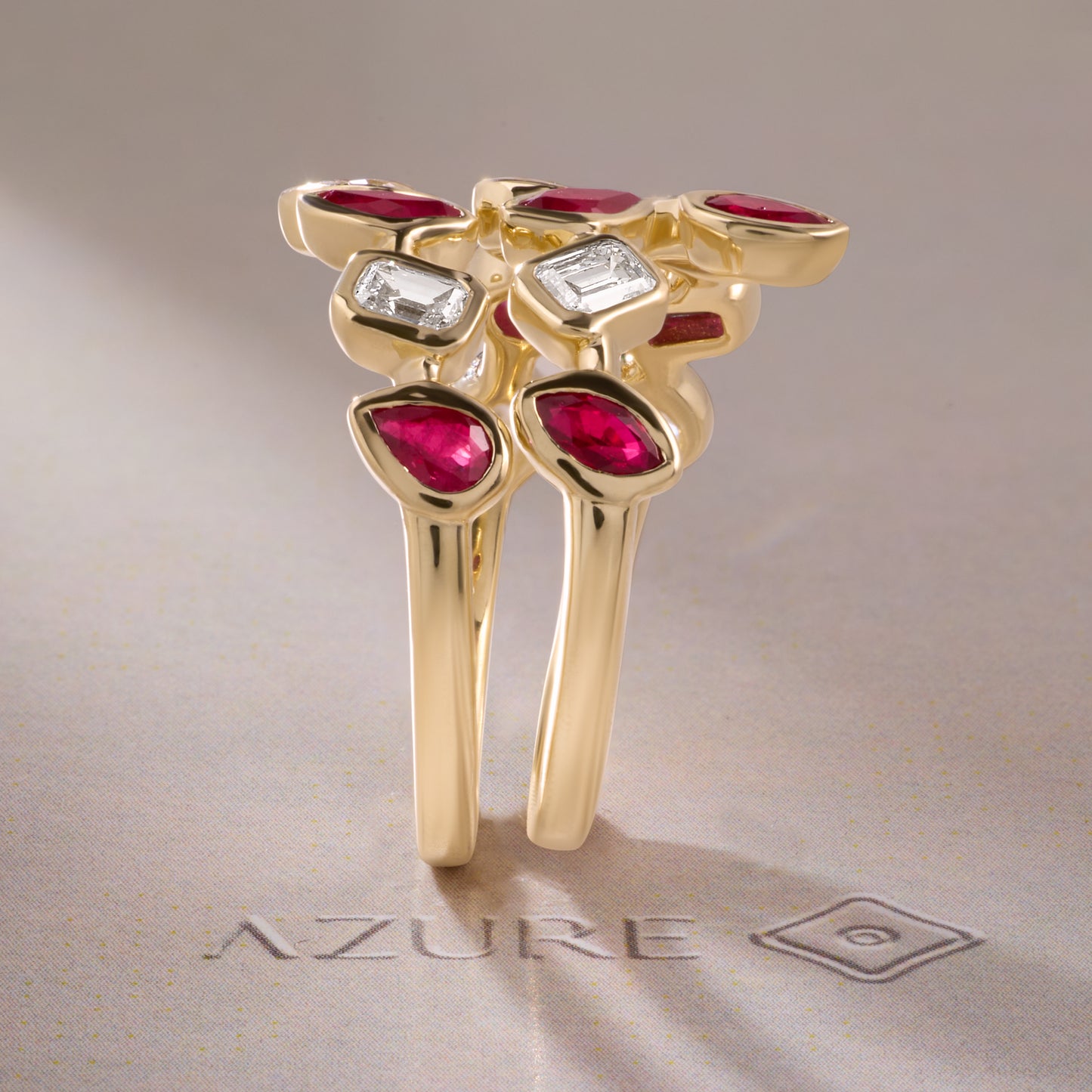 Ruby & Multi-Shape Bezel Wrap Ring