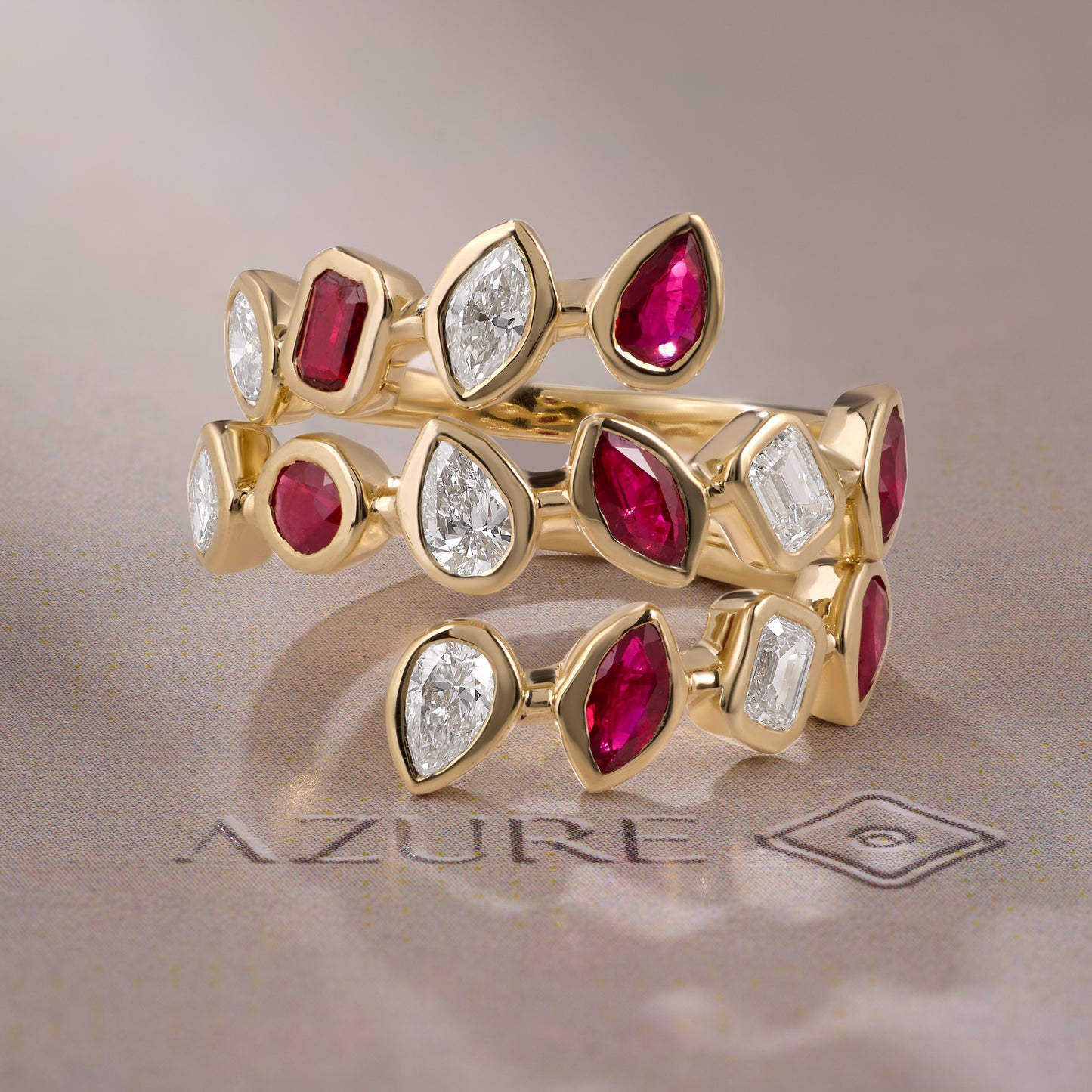 Ruby & Multi-Shape Bezel Wrap Ring