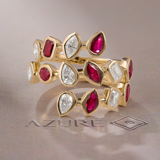 Ruby & Multi-Shape Bezel Wrap Ring