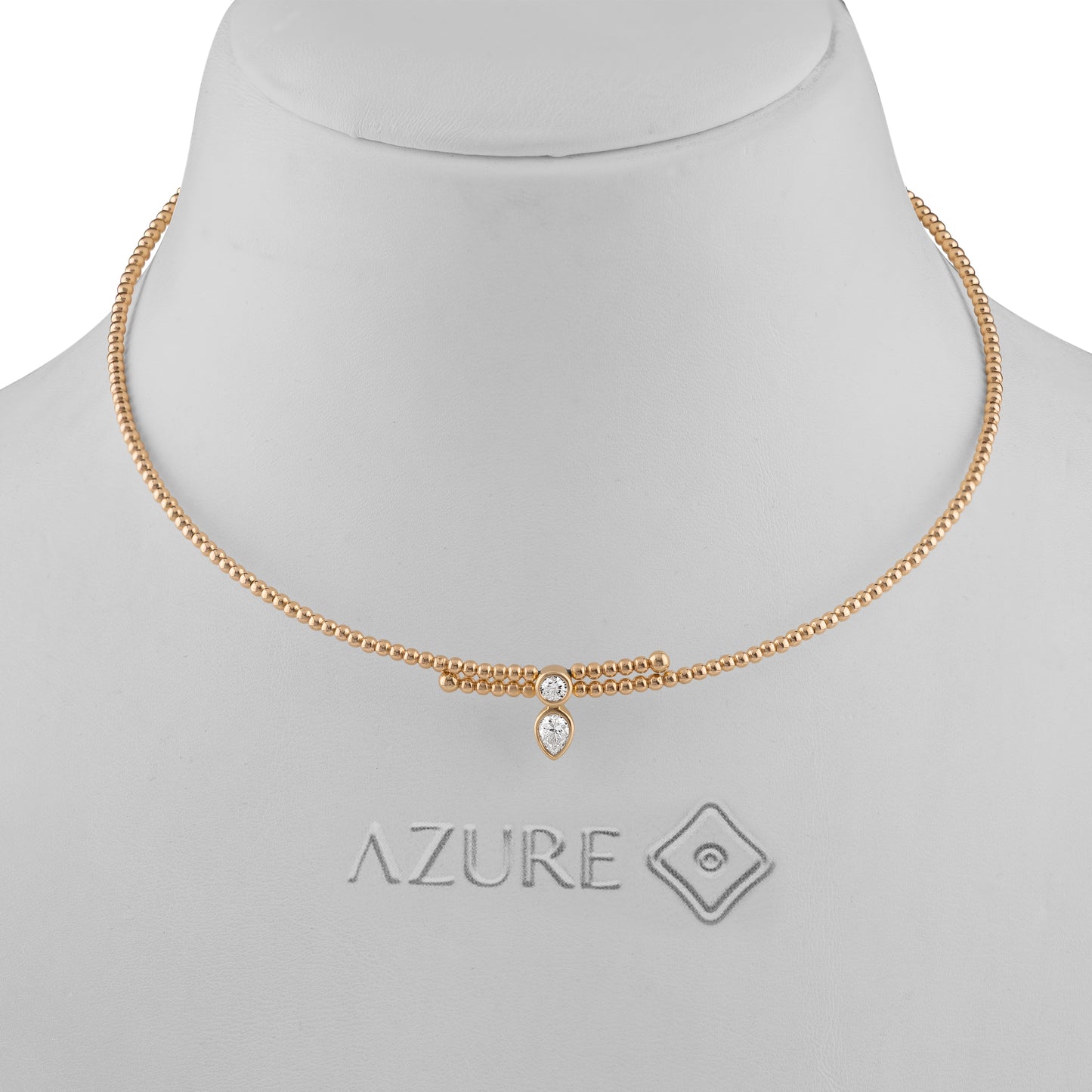 Beaded Pear & Round Diamond Necklace