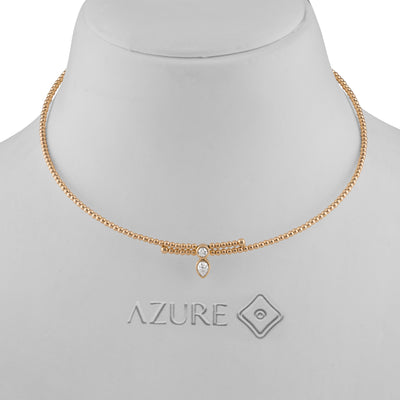 Beaded Pear & Round Diamond Necklace