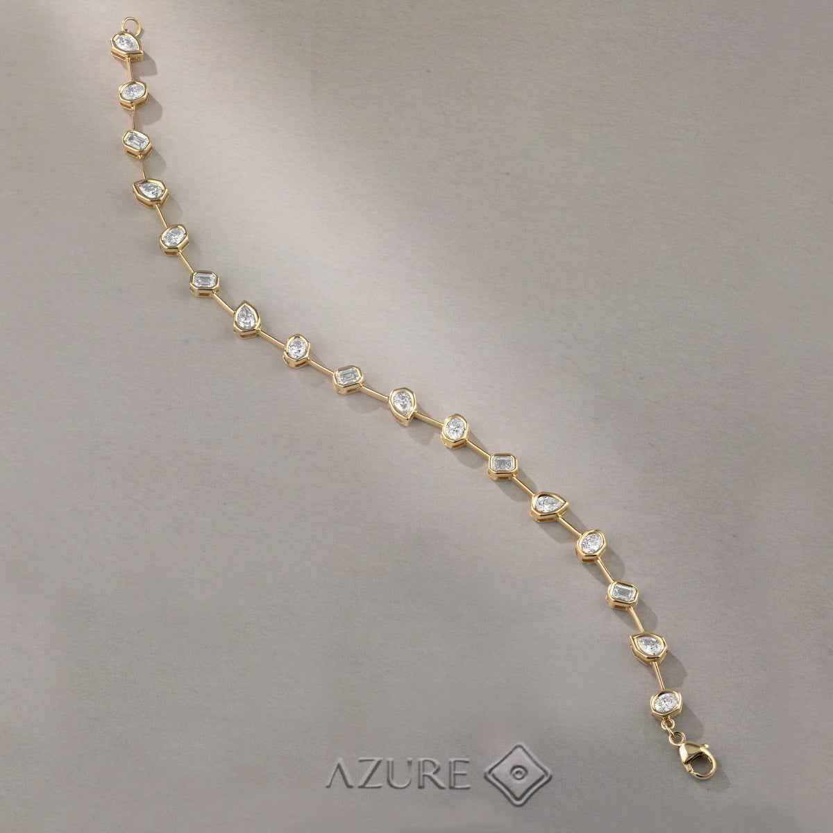 Emerald, Oval And Pear Diamond Bracelet
