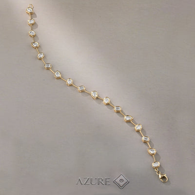 Emerald, Oval And Pear Diamond Bracelet