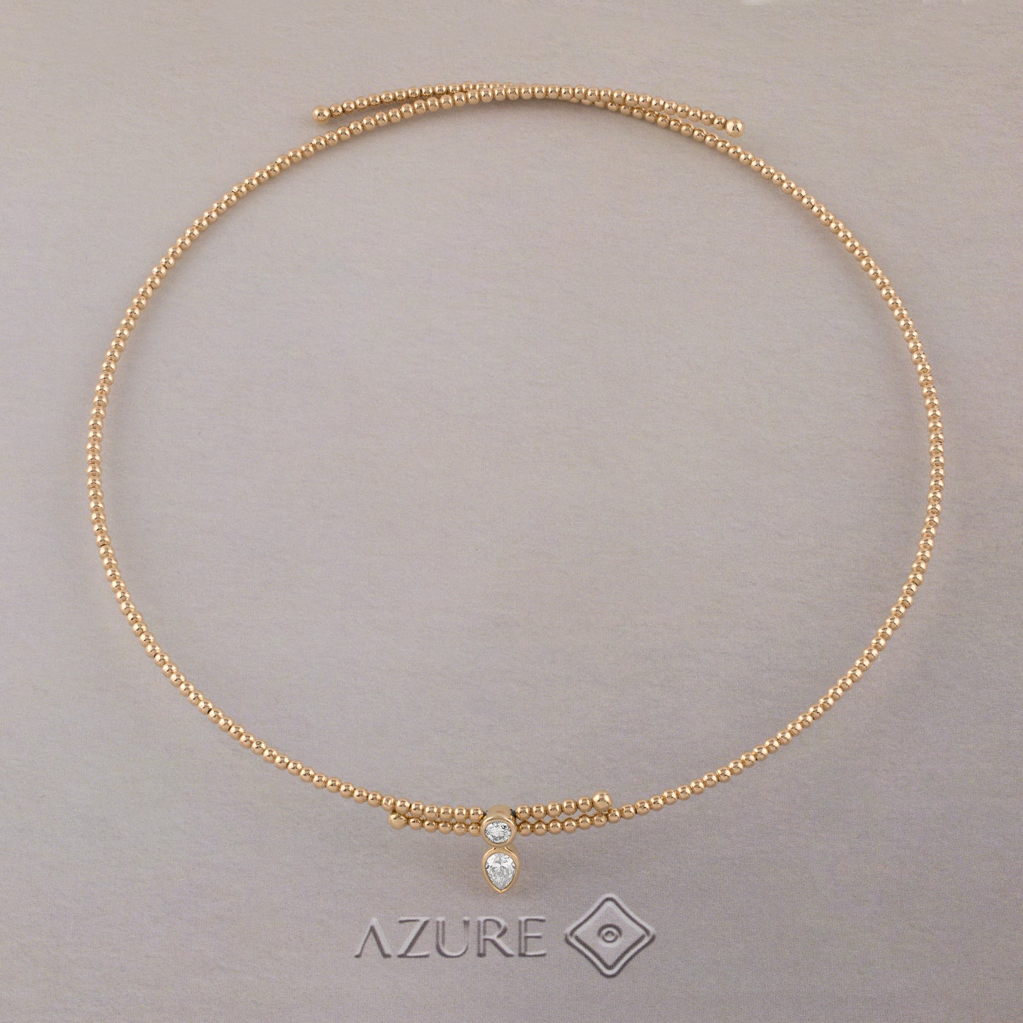 Beaded Pear & Round Diamond Necklace