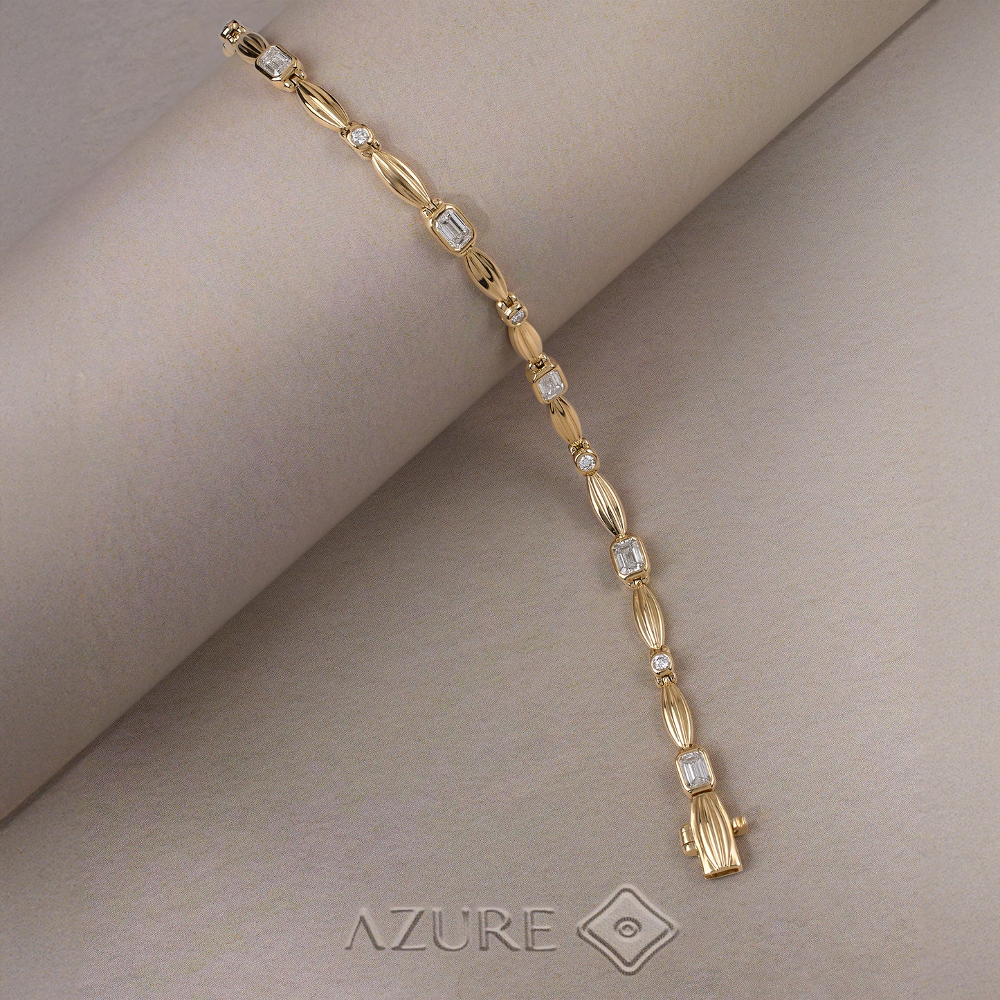 Emerald-Cut And Round Diamond Bracelet
